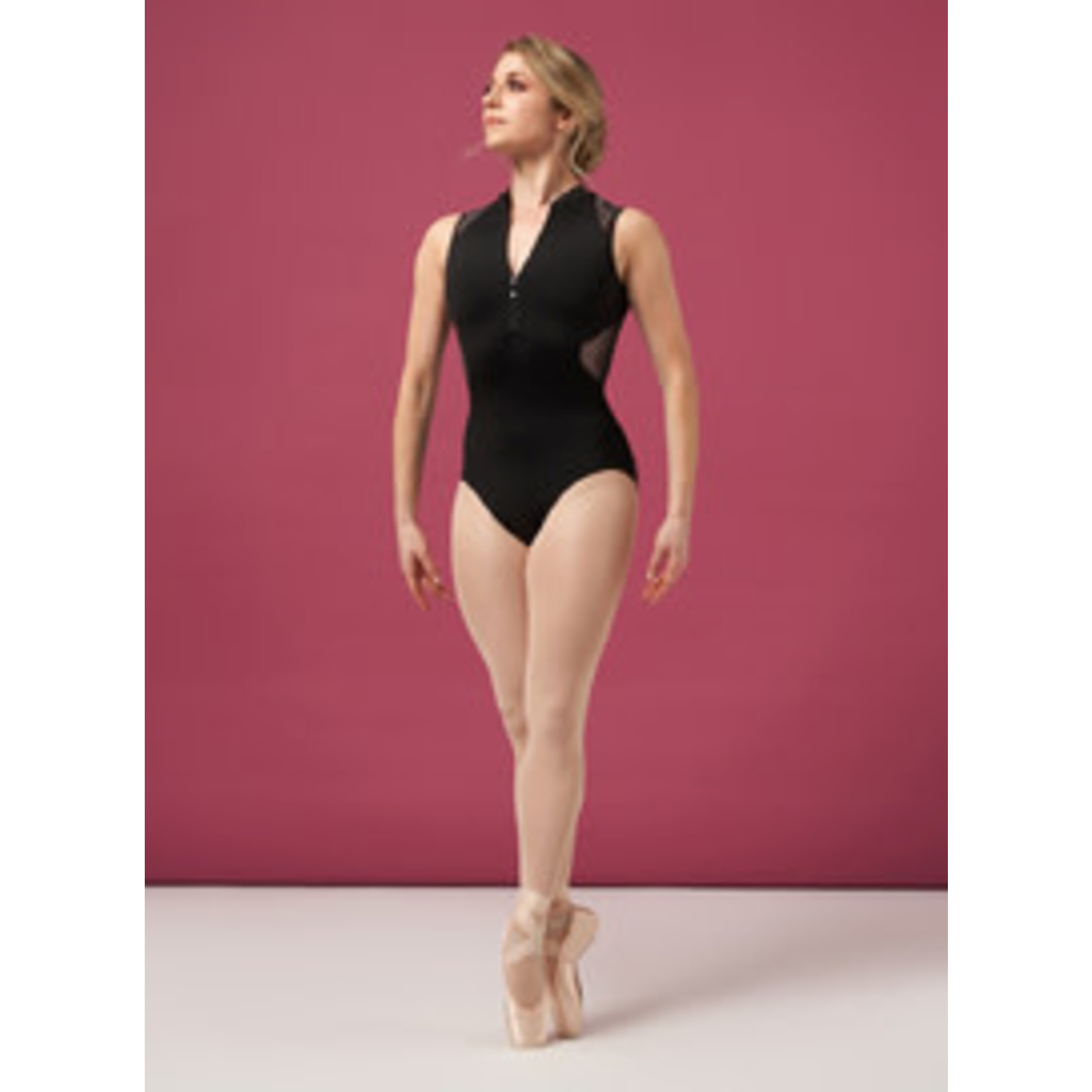 Bloch L0275 Womens Harper Mock Neck Lace Print Zippered Tank Leotard