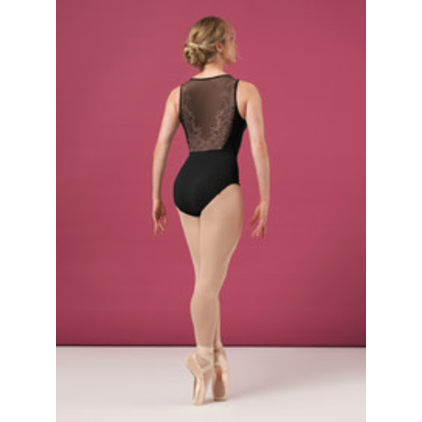 Bloch L4155 Womens Maya Scoop Neck Lace Print Mesh Leotard