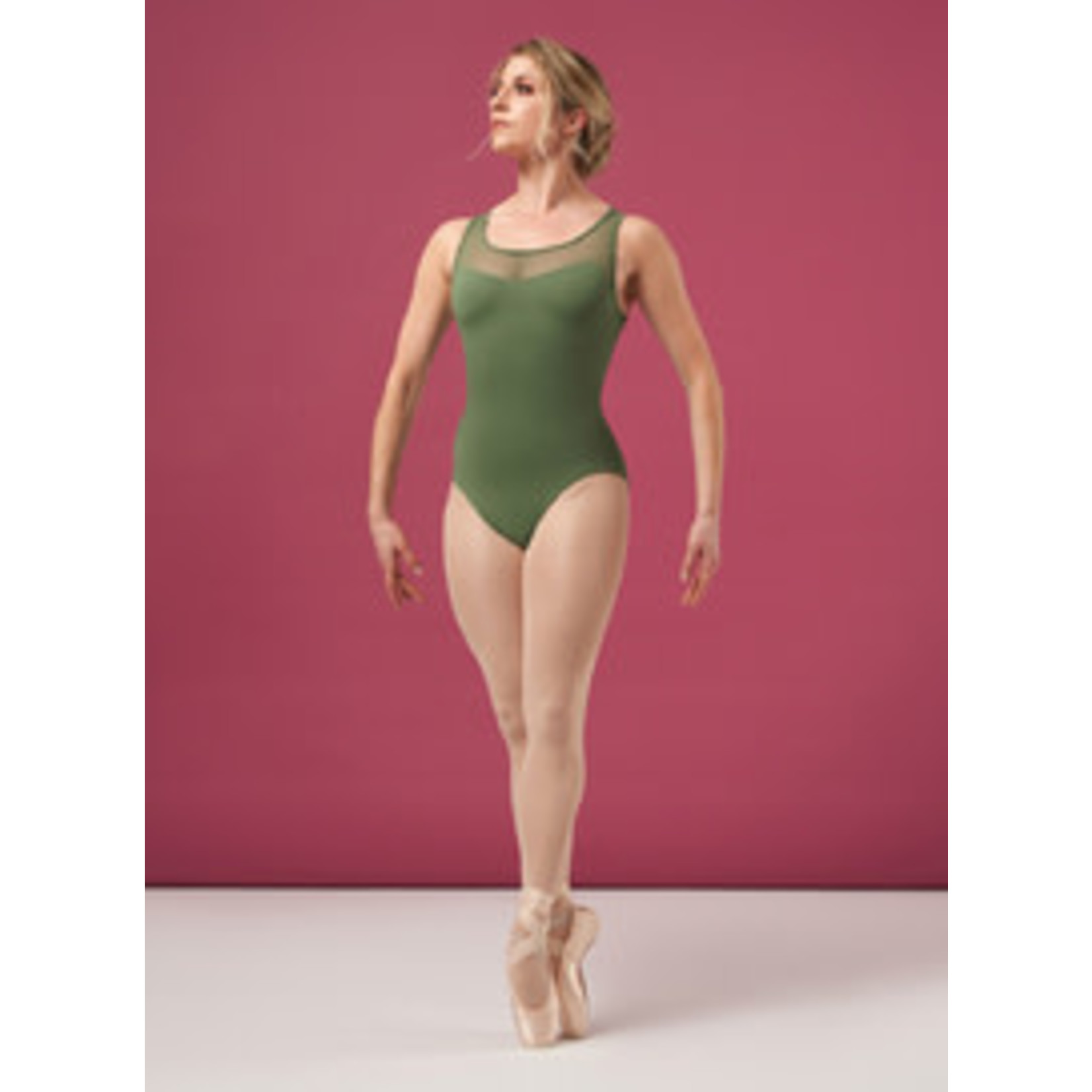 Bloch L4155 Womens Maya Scoop Neck Lace Print Mesh Leotard