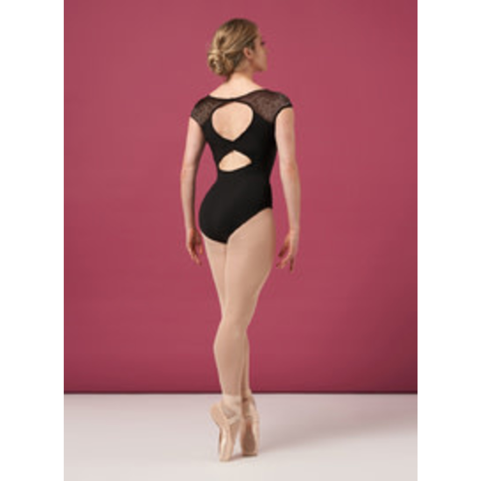 Bloch L4162 Womens Emma Boat Neck Lace Print Cap Sleeve Leotard