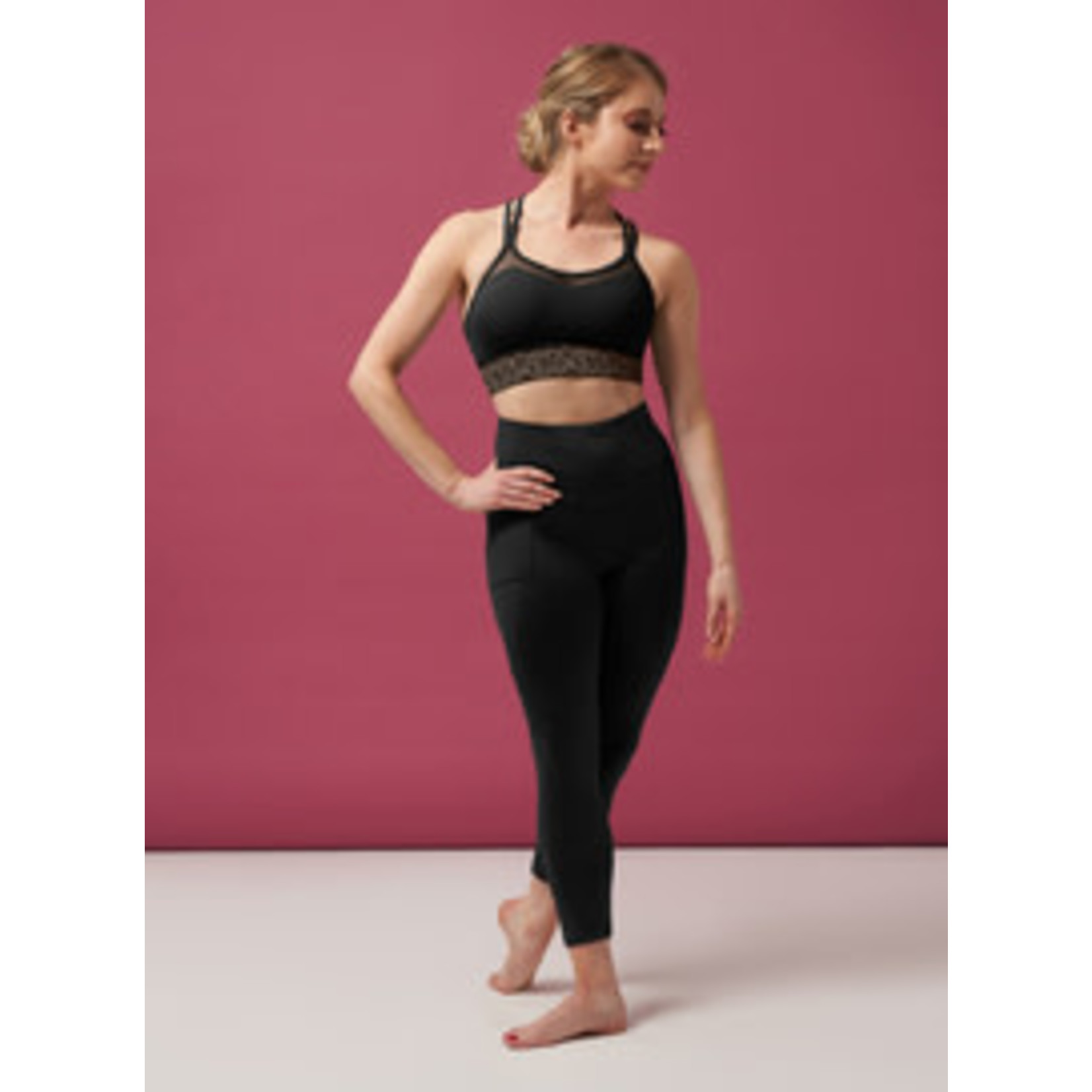 Bloch Z0157 Womens Demi Double Strap Lace Print Cami Crop Top