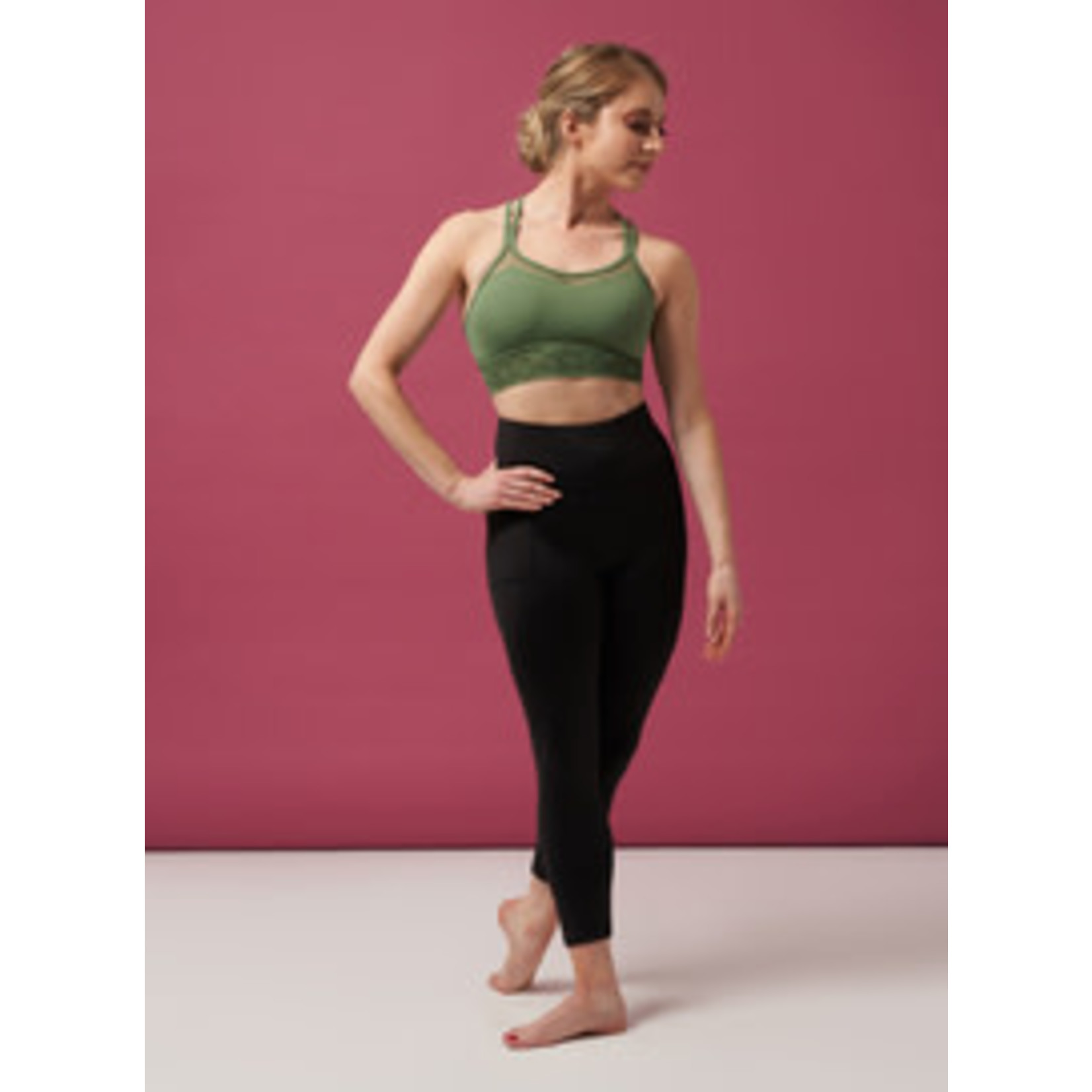 Bloch Z0157 Womens Demi Double Strap Lace Print Cami Crop Top