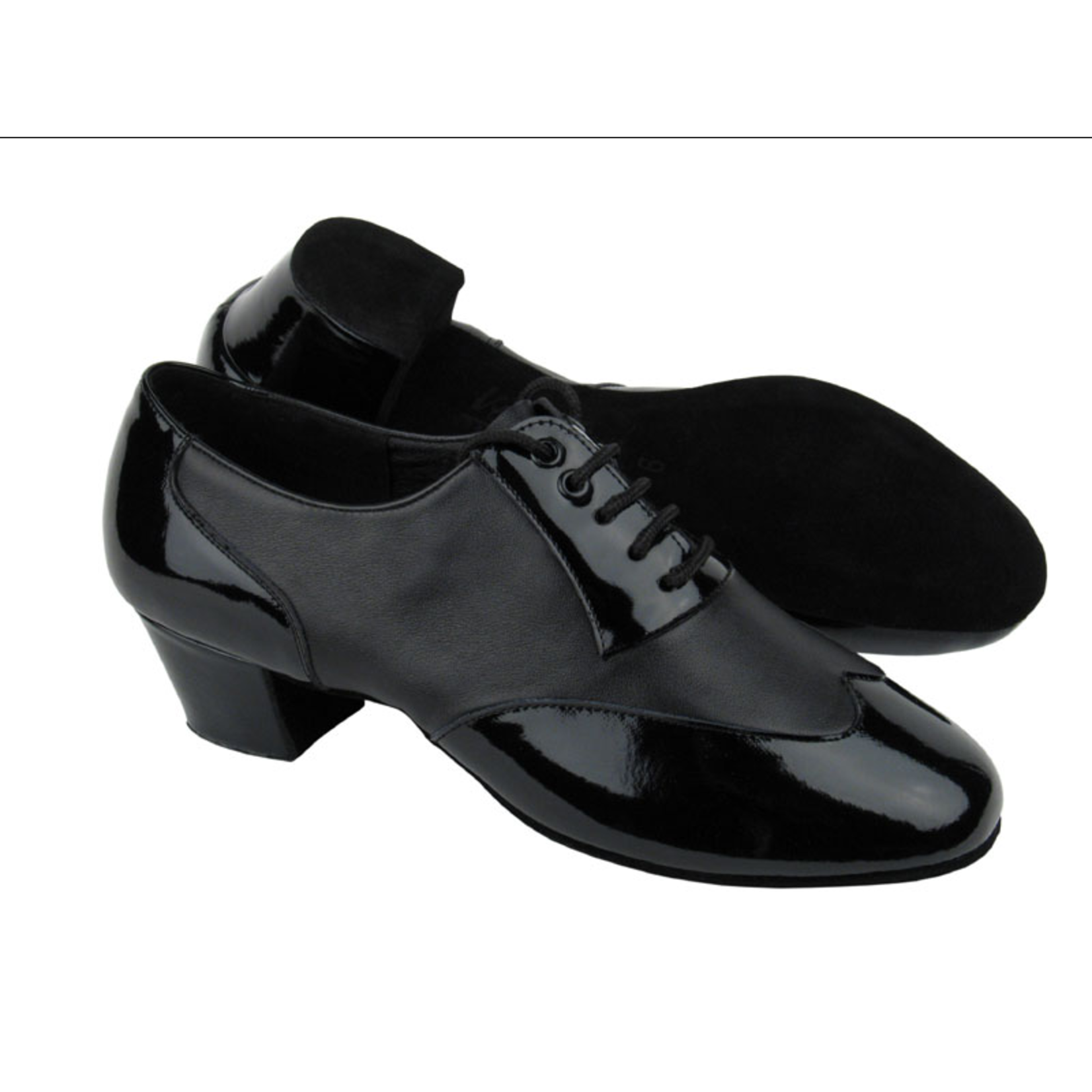 Very Fine Very Fine CM100101 Mens Black Patent & Black Leather Dance Shoes with Latin Heel