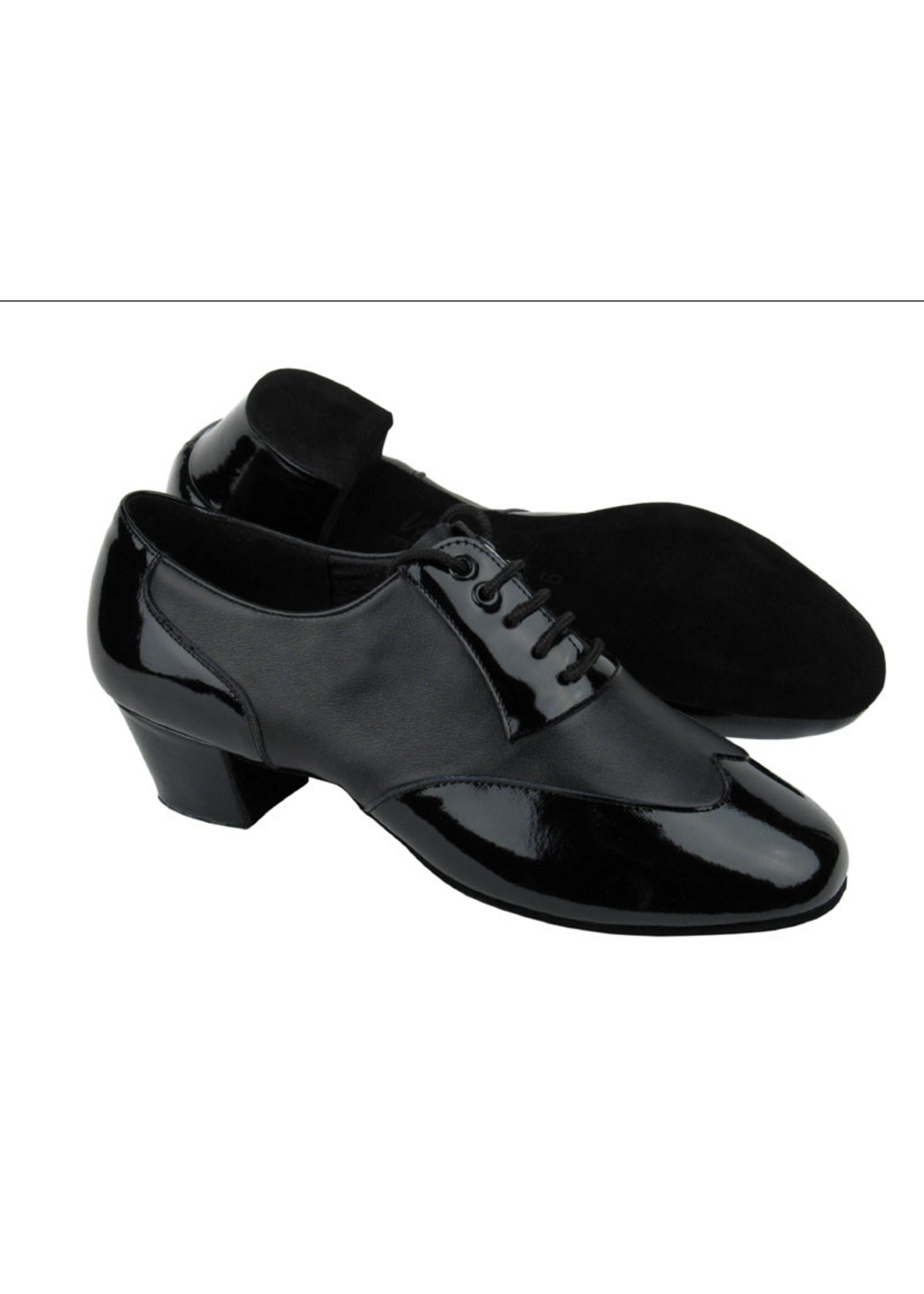 Very Fine Very Fine CM100101 Mens Black Patent & Black Leather Dance Shoes with Latin Heel