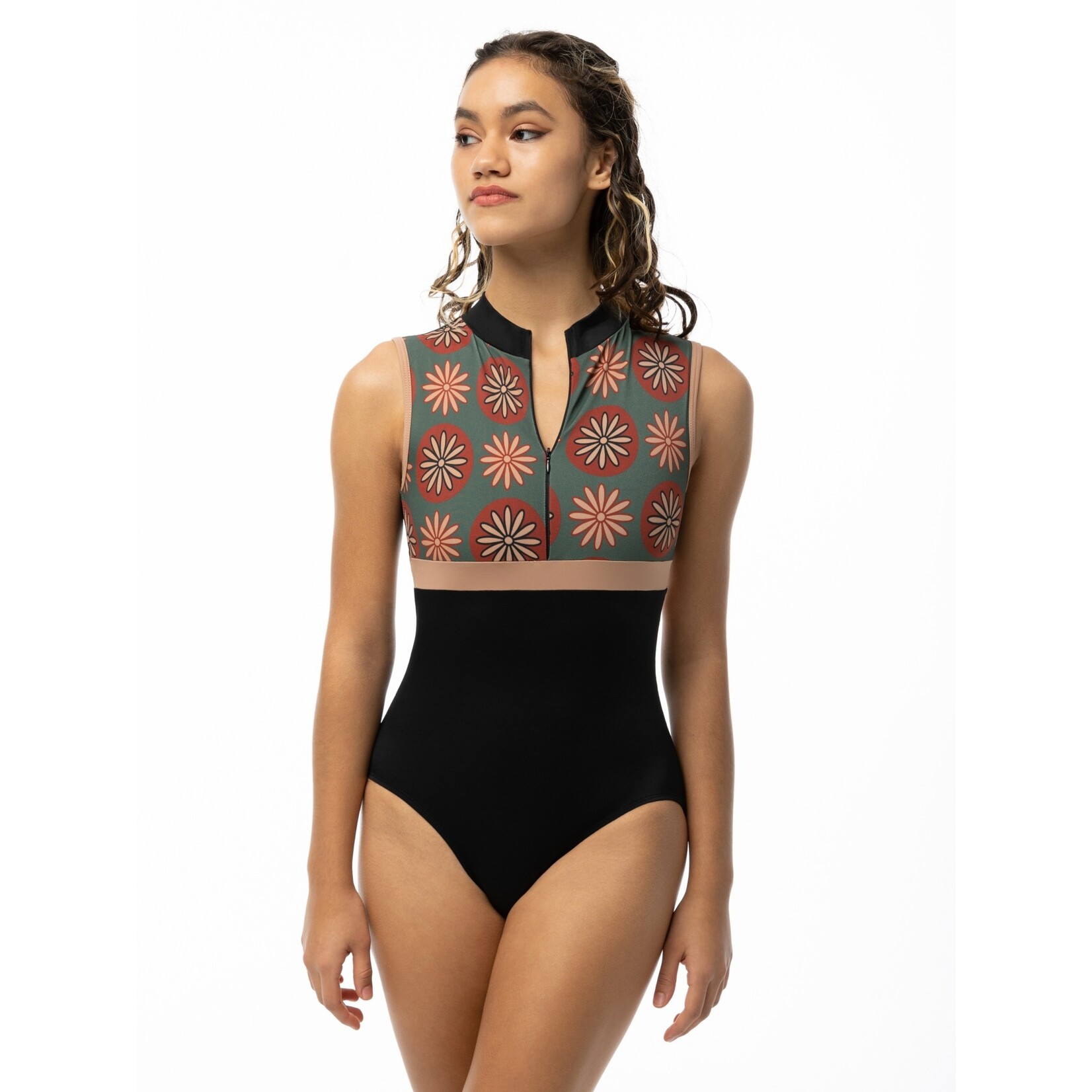 Suffolk 2559A Adult Lola Zip Front Mock Neck Leotard