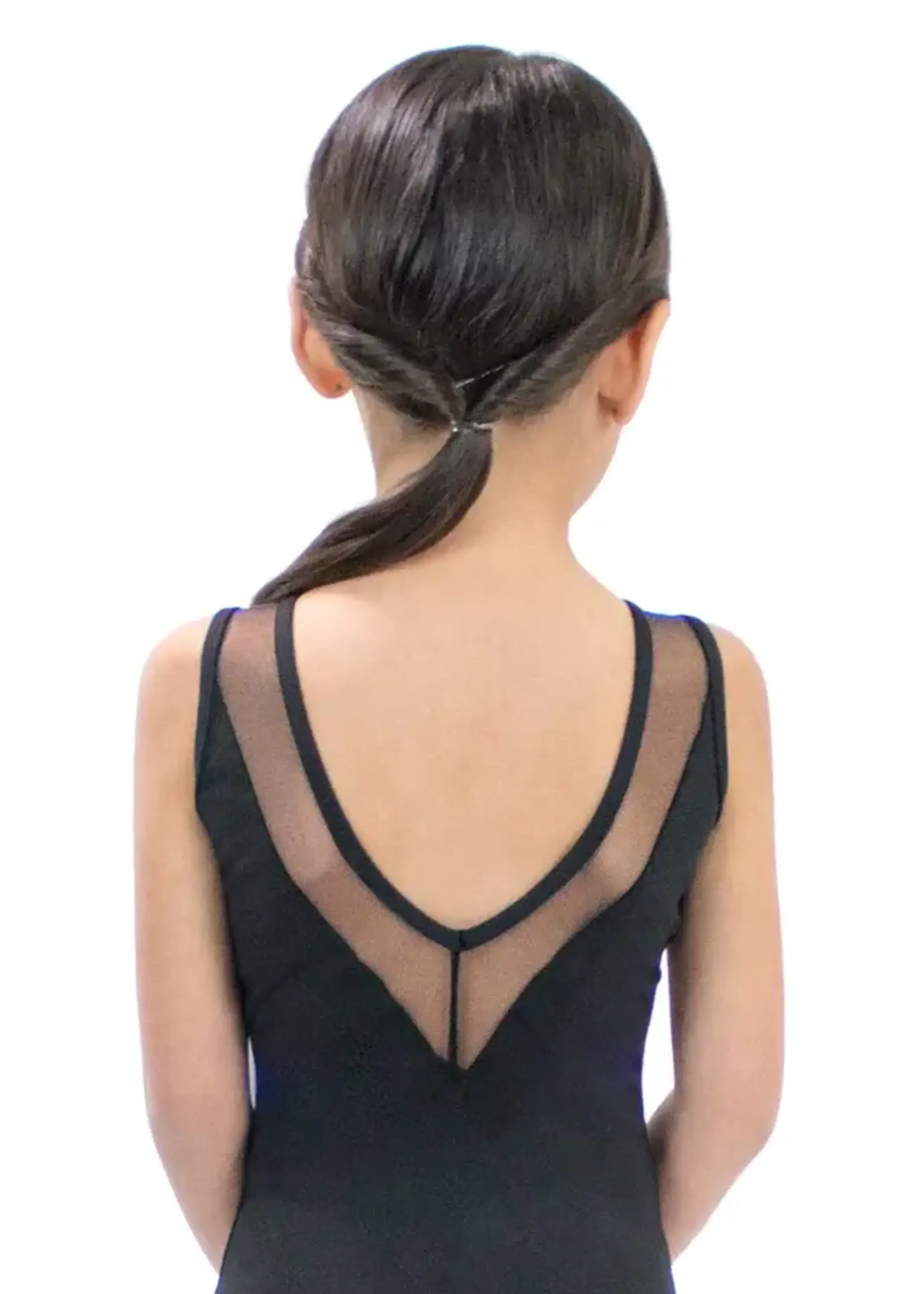 Basic Moves Basic Moves BM5887GN Kids Boat Neck Mesh Insert Low V-Back Leotard