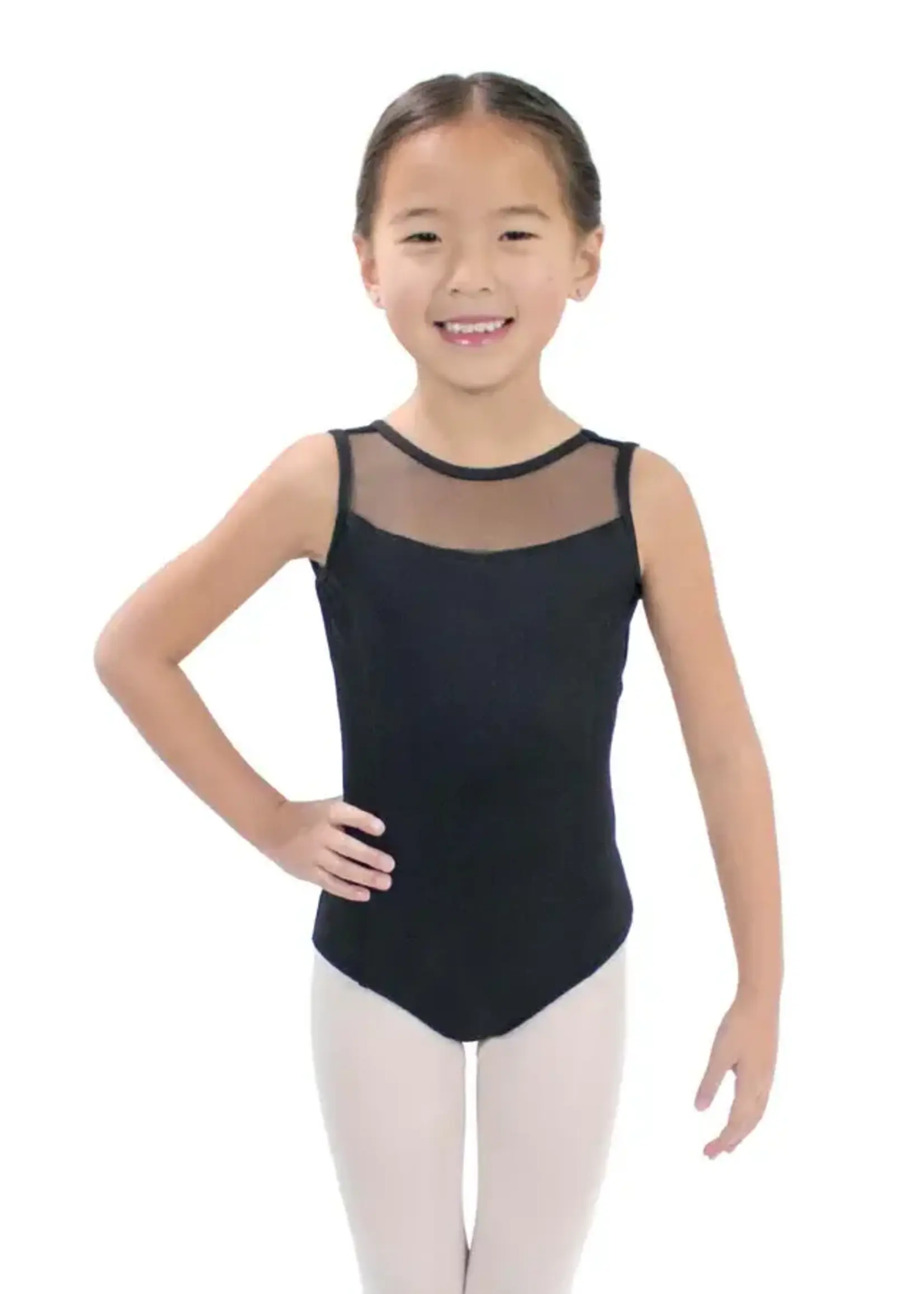 Basic Moves Basic Moves BM5887GN Kids Boat Neck Mesh Insert Low V-Back Leotard