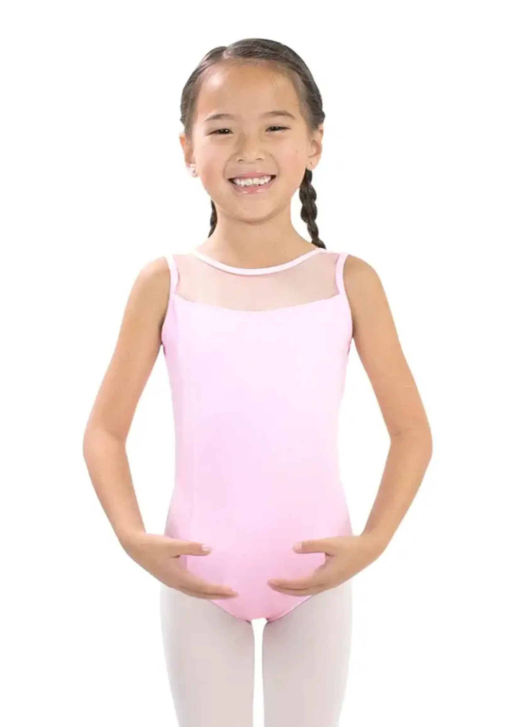 Basic Moves Basic Moves BM5887IE Kids Heart Boat Neck Mesh Insert Low V-Back Leotard