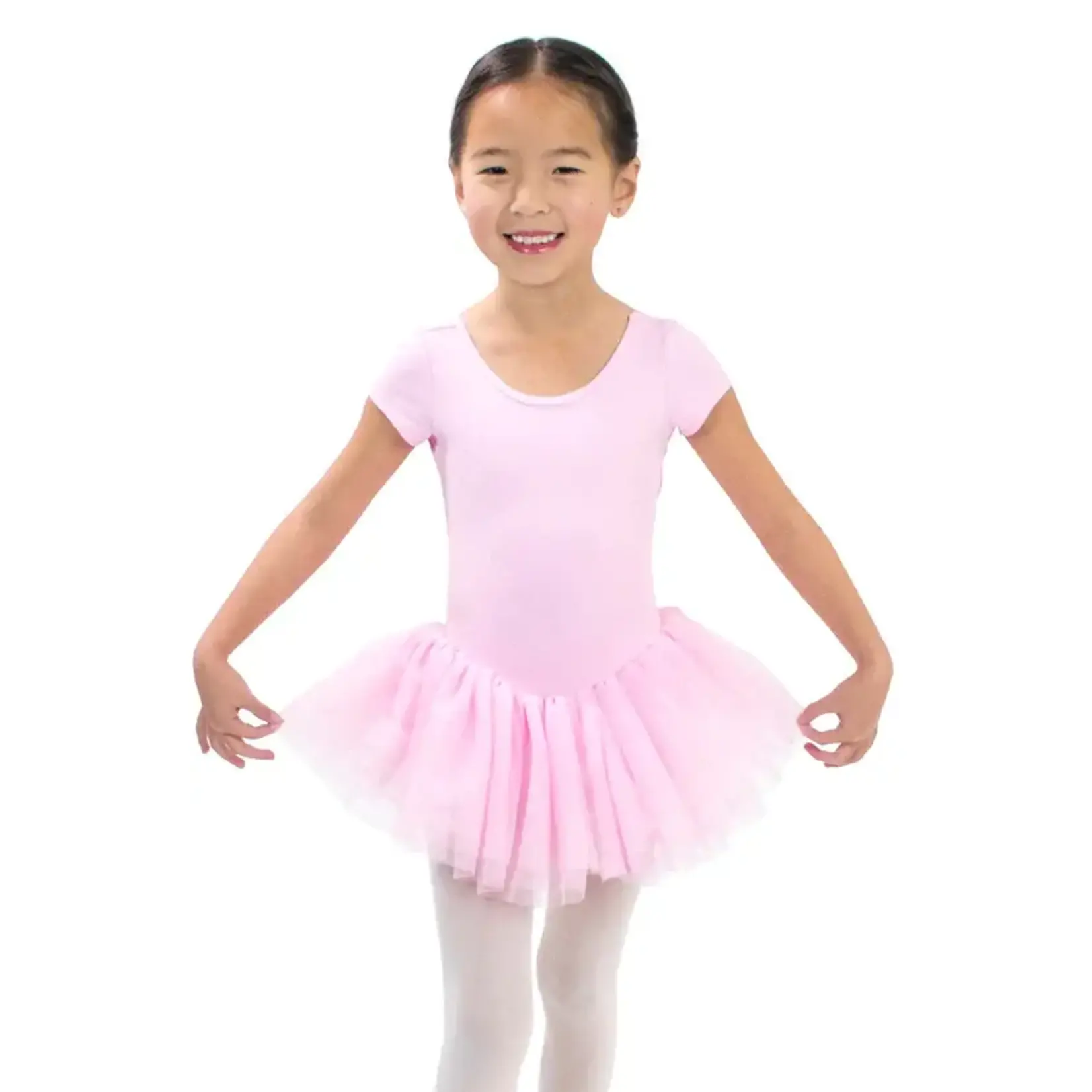 Basic Moves BM9440G Kids Microfiber X-Back S/S Soft Mesh Tutu Dress