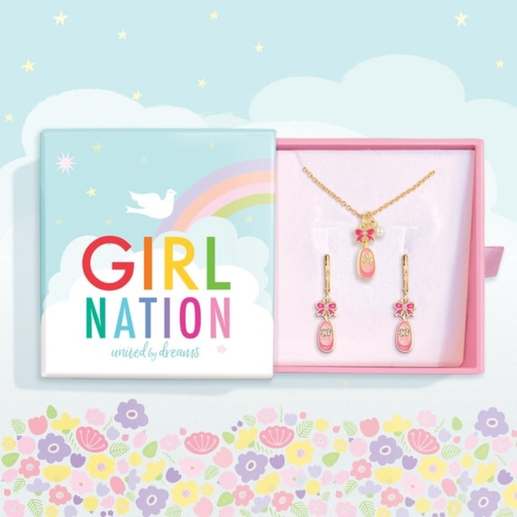 Girl Nation Girl Nation Crystal Necklace & Lever Back Earring Gift Set