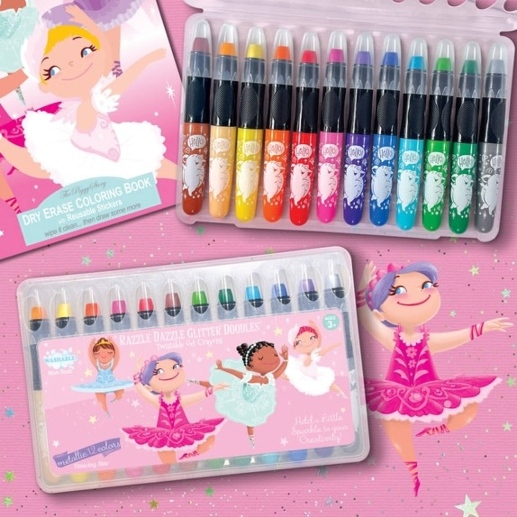 The Piggy Story Glitter Doodle Gel Crayons