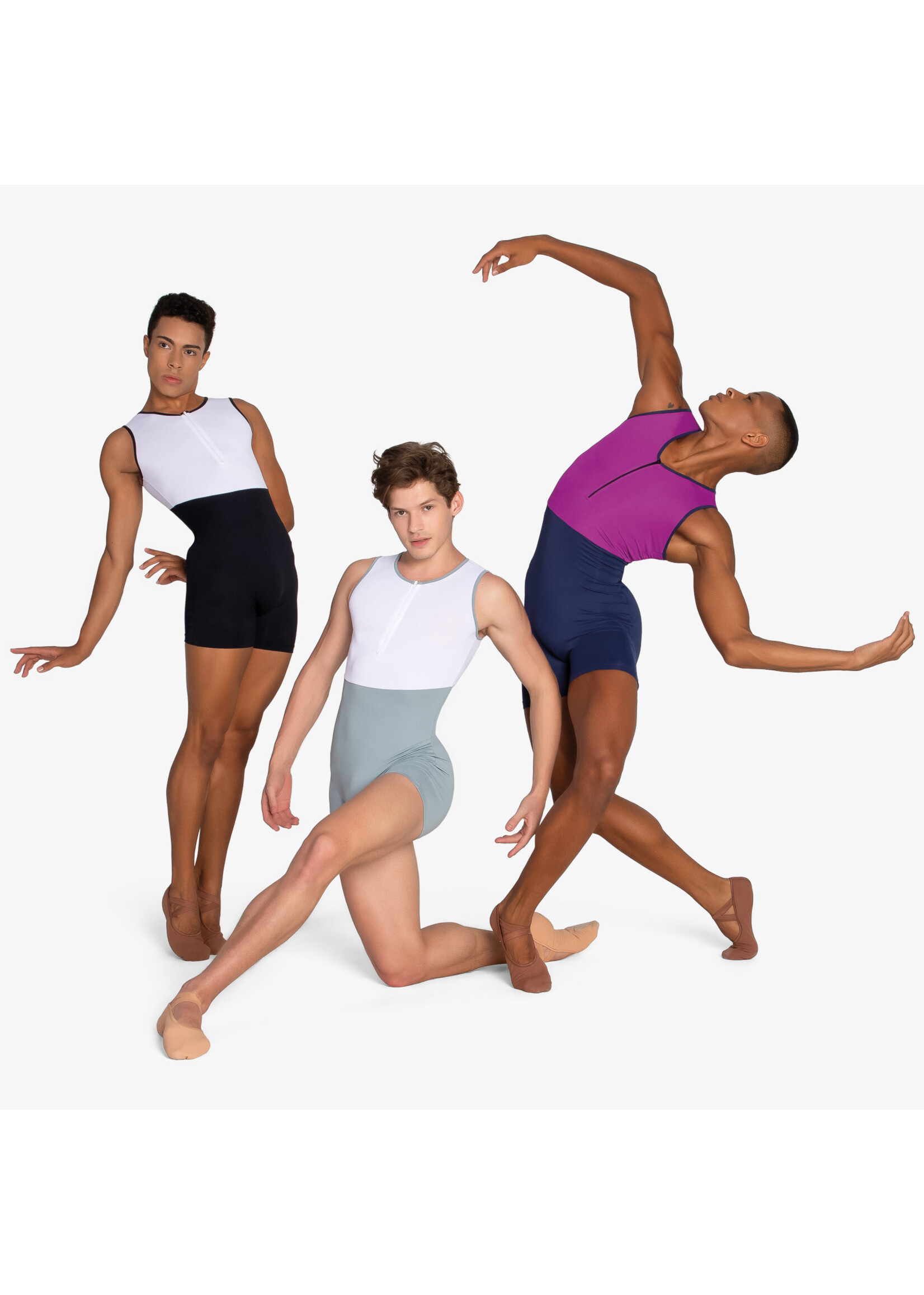 So Danca So Danca RDE2484 Men's 2-Tone Zip Front Biketard