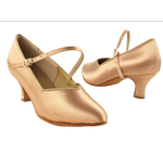 Very Fine S9138 Ladies Standard/Smooth Heels with 2" Slim Heel Tan Satin