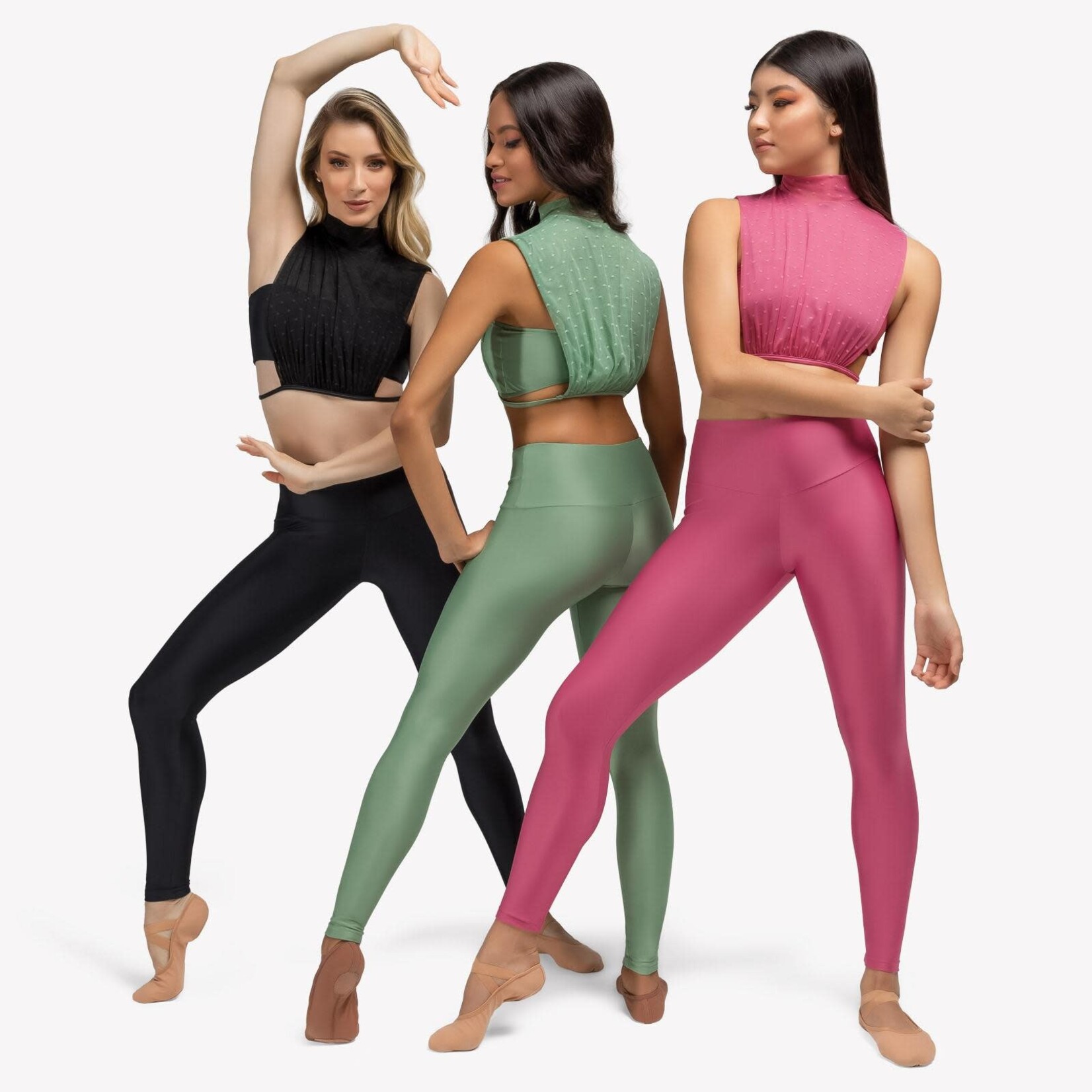 So Danca RDE2630 Womens Maelle Mock Neck Crop Top