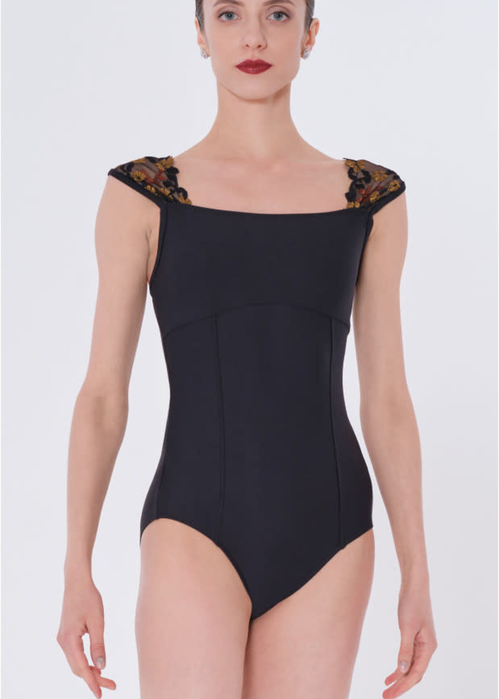 Wear Moi Wear Moi Adult Gemma Floral Tulle Strap Leotard