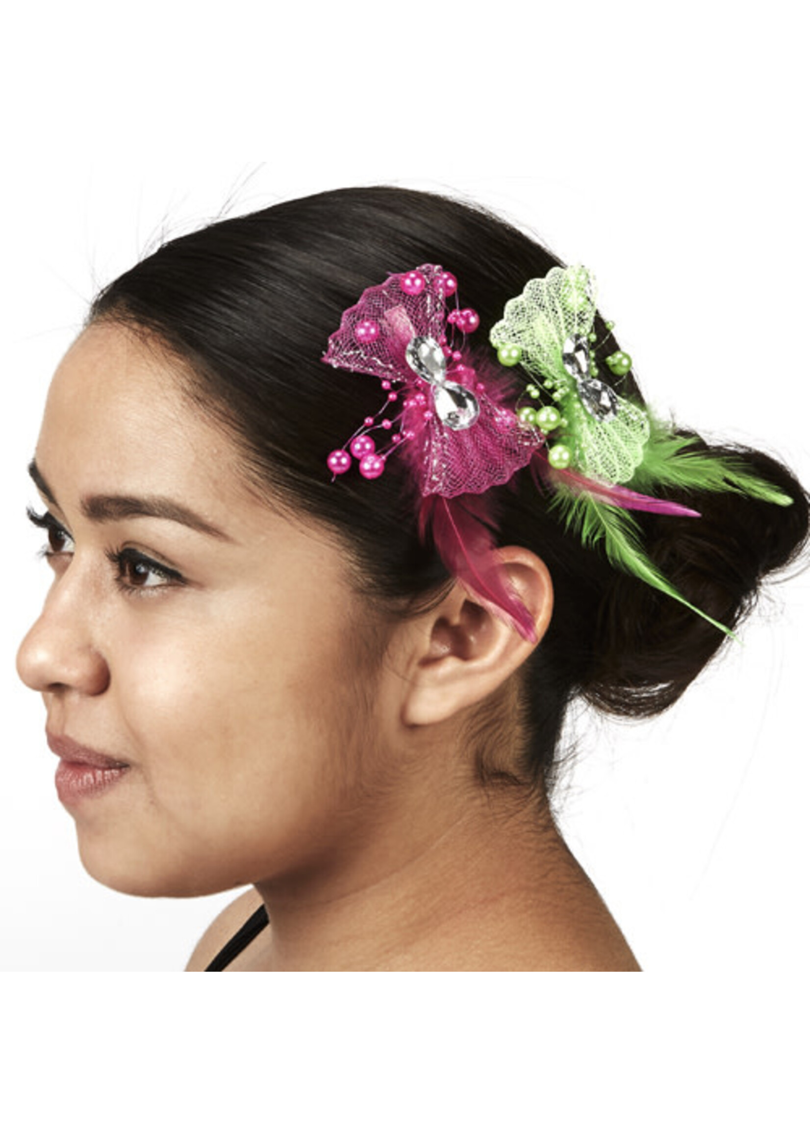 Dasha Dasha 2367 Stone And Pearl Feather Clip Assorted