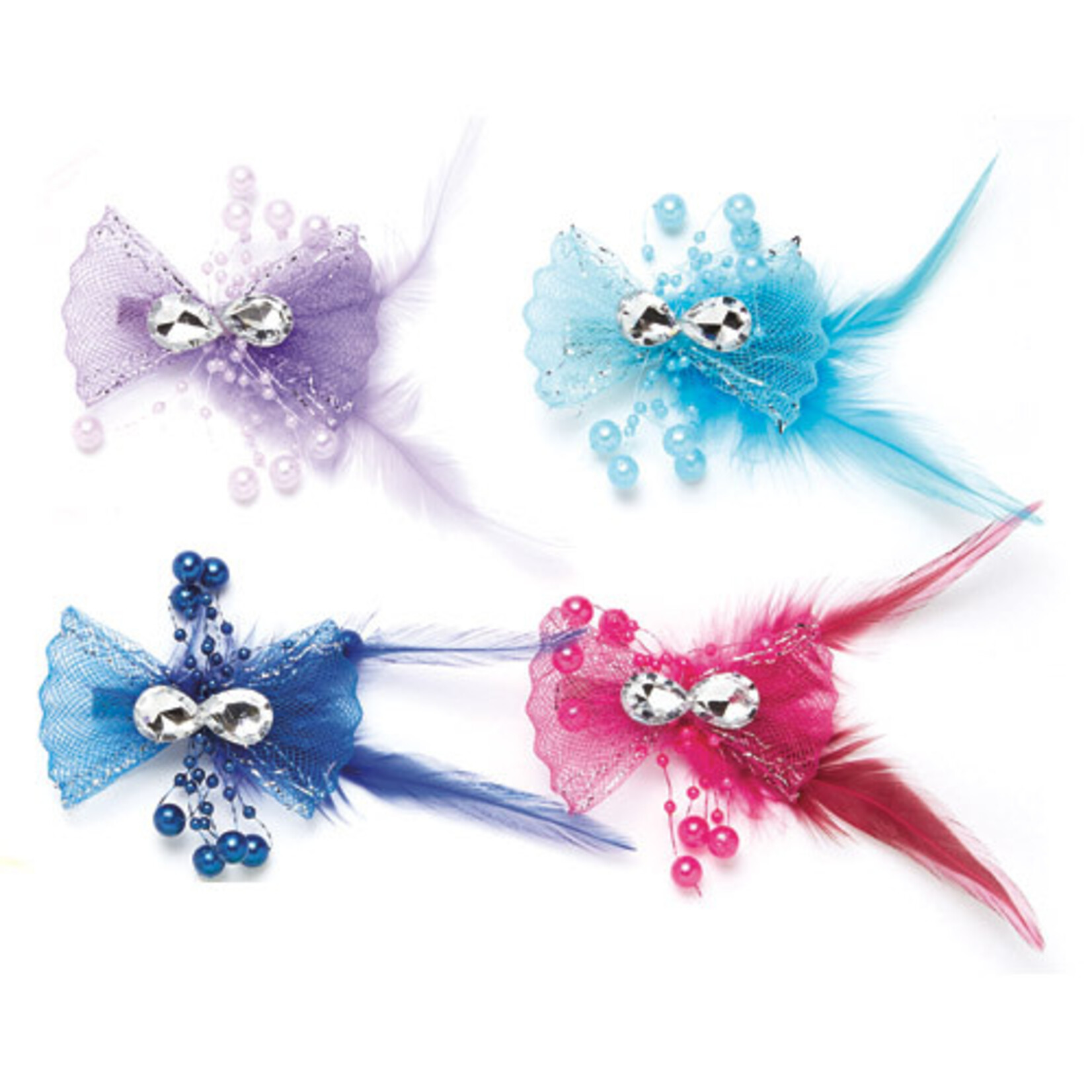 Dasha 2367 Stone And Pearl Feather Clip Assorted