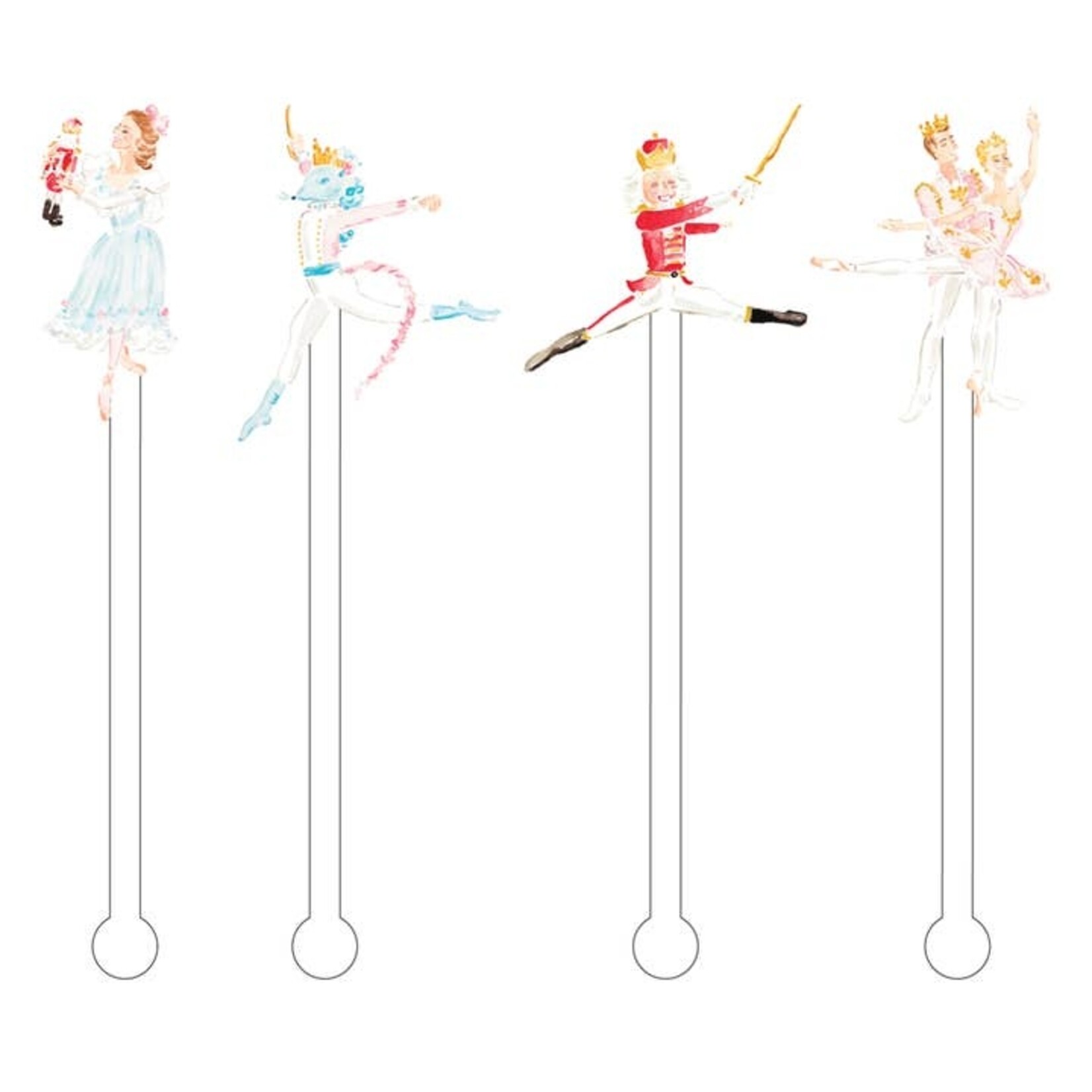 Simply Jessica Marie Nutcracker Watercolor Acrylic Stir Sticks Set of 4