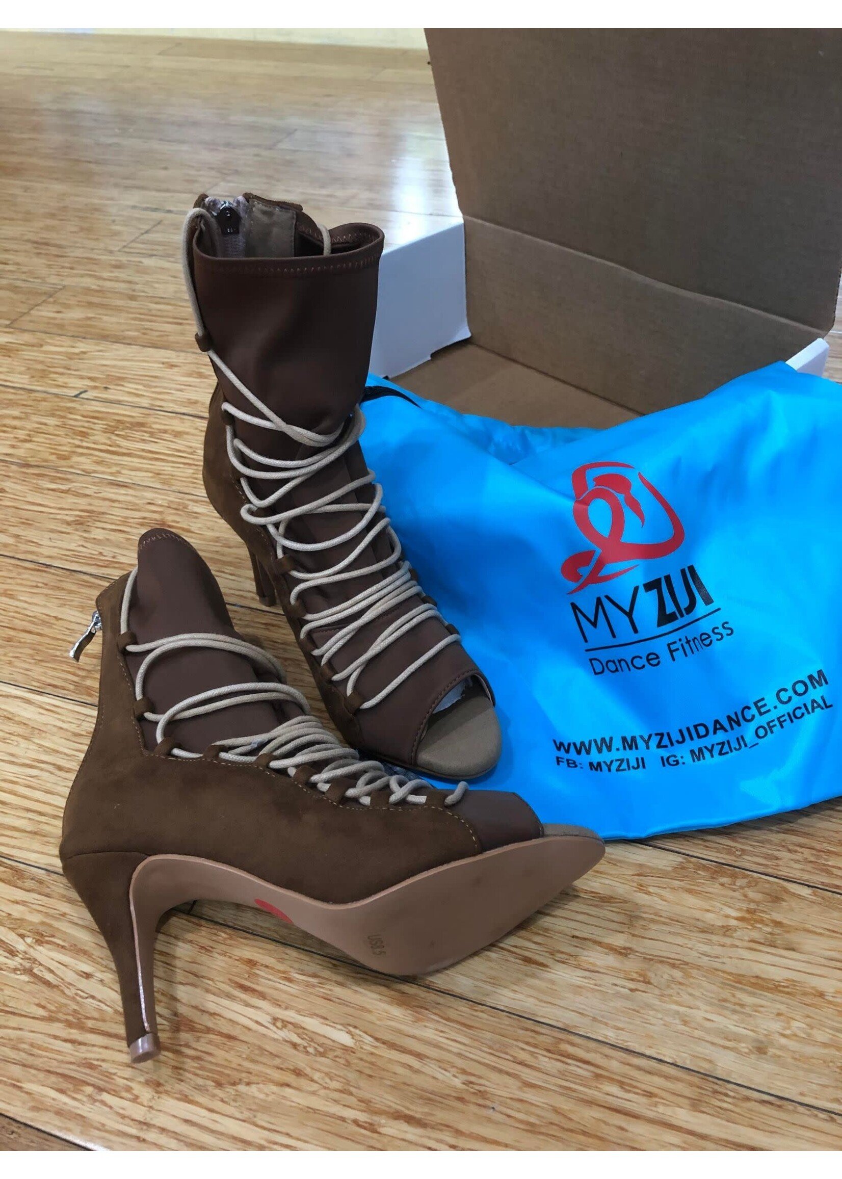 MyZiji MyZiji Eva Open Toe Lace Up Sock Bootie