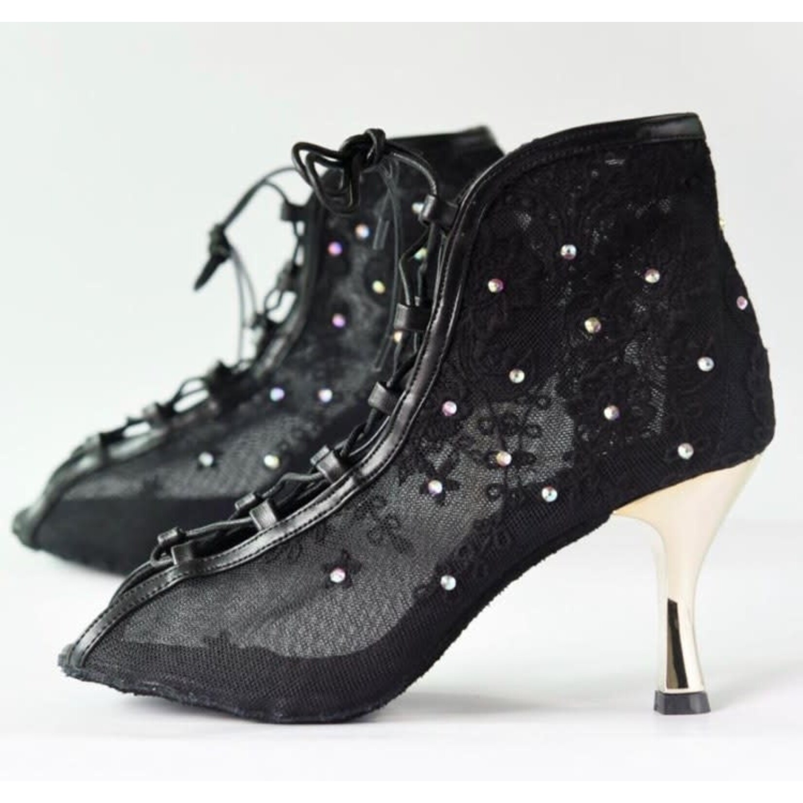 MyZiji MyZiji Rose Lace Up Ankle Booties