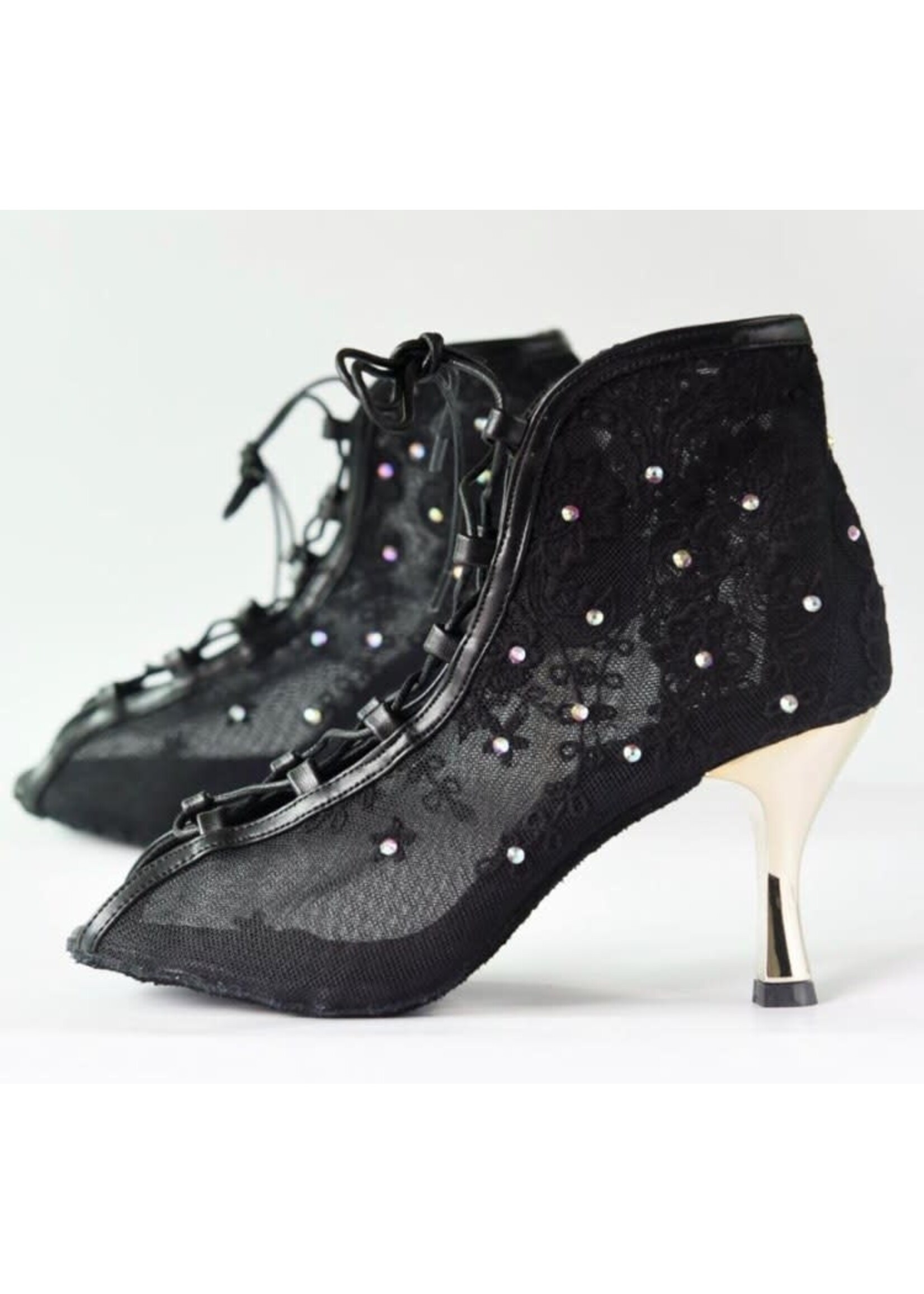 MyZiji MyZiji Rose Lace Up Ankle Booties