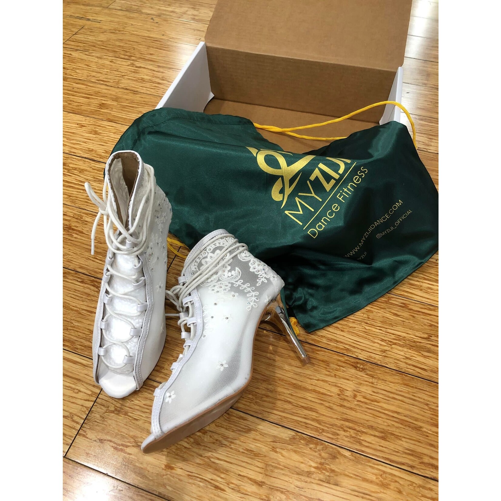 MyZiji MyZiji Rose Lace Up Ankle Booties