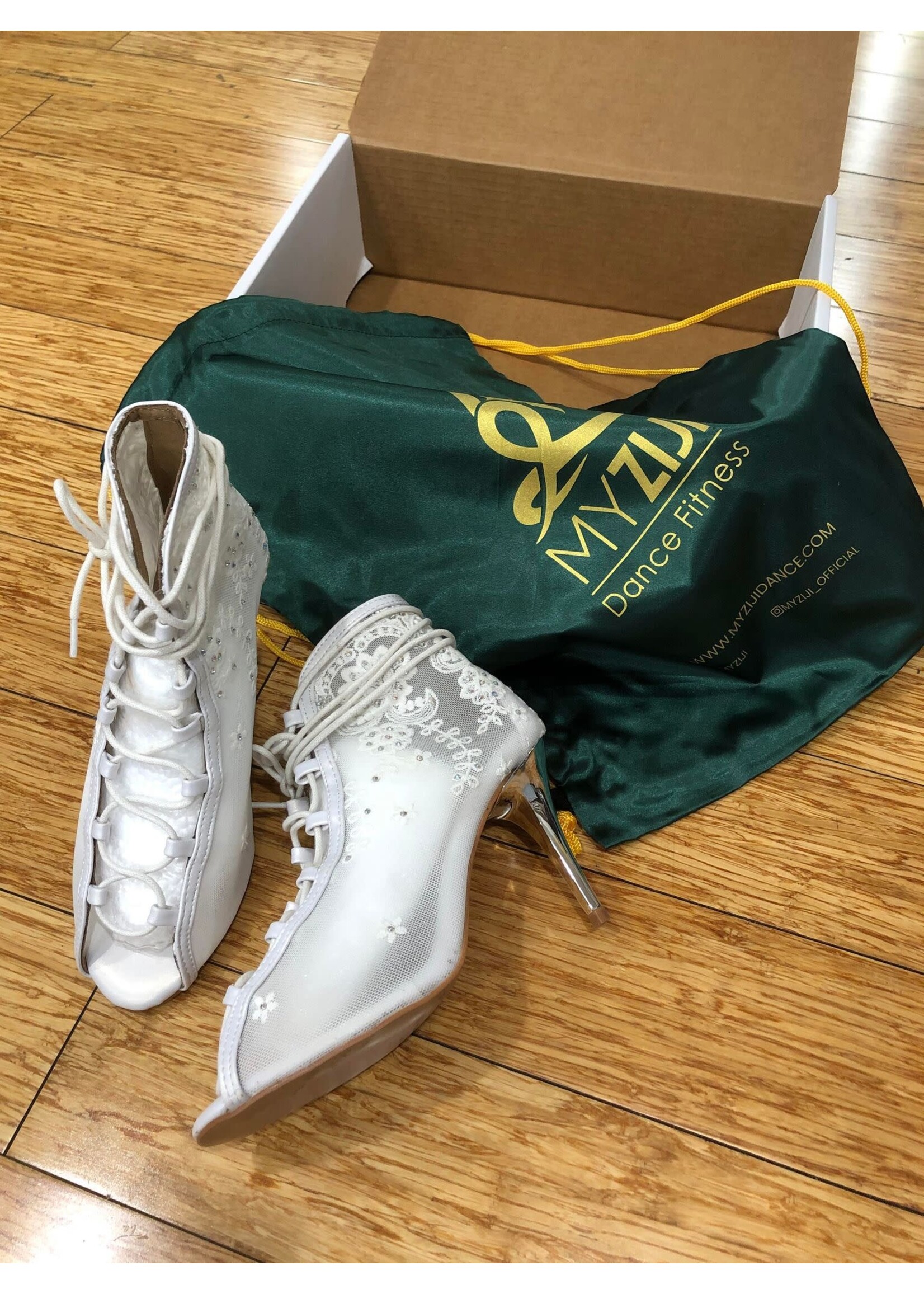 MyZiji MyZiji Rose Lace Up Ankle Booties