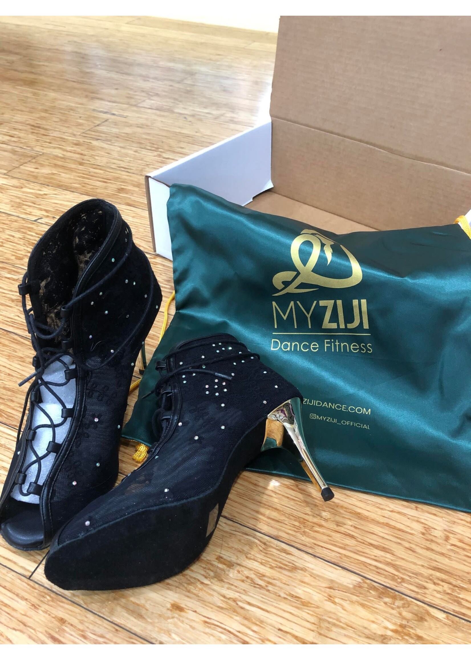 MyZiji MyZiji Rose Lace Up Ankle Booties