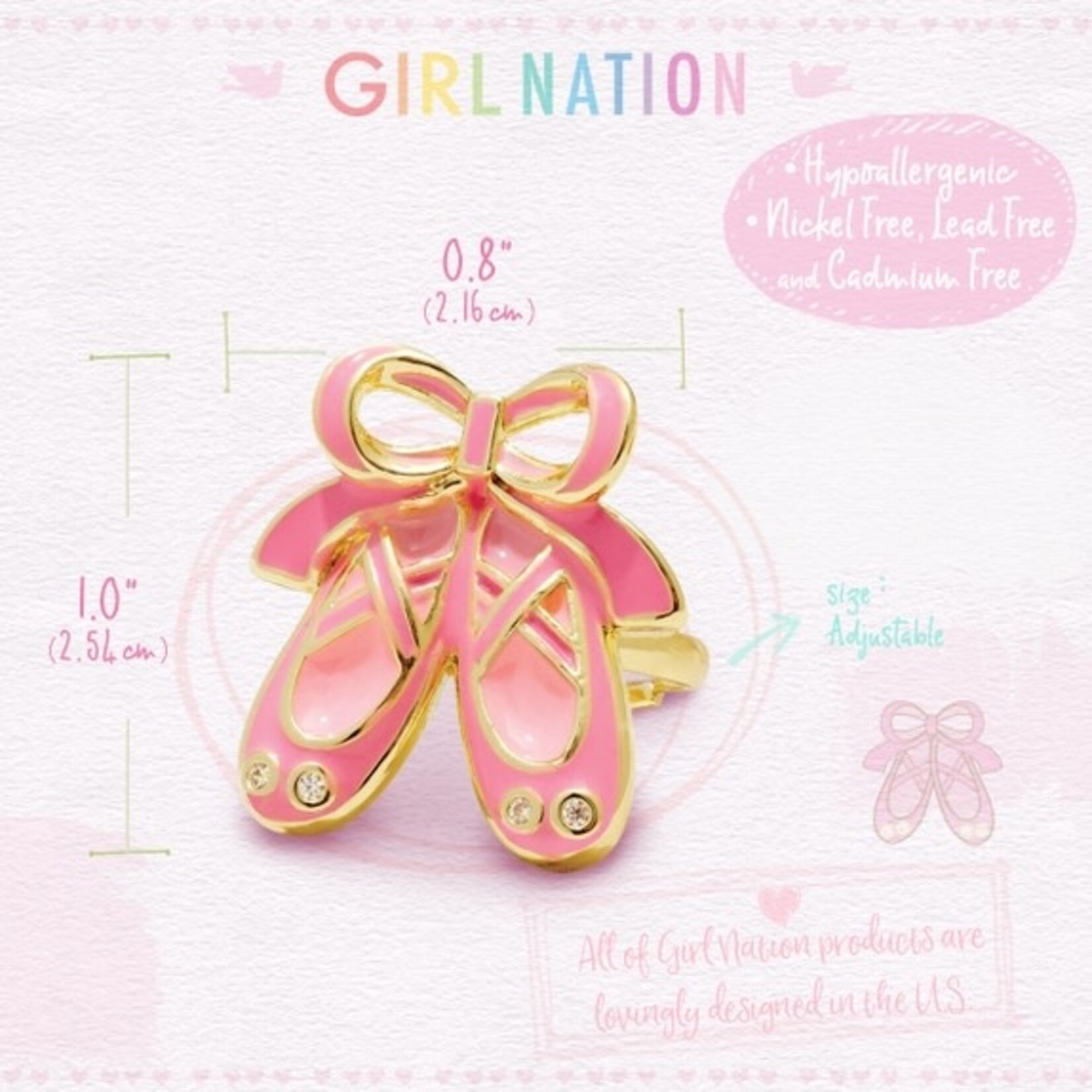 Girl Nation Twinkle Toes Adjustable Ring