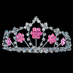 Dasha 5122 Stone Flower Tiara Fuchsia