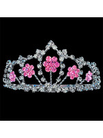 Dasha Dasha 5122 Stone Flower Tiara Fuchsia