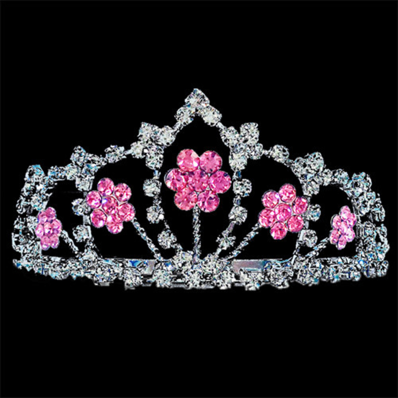 Dasha Dasha 5122 Stone Flower Tiara Fuchsia