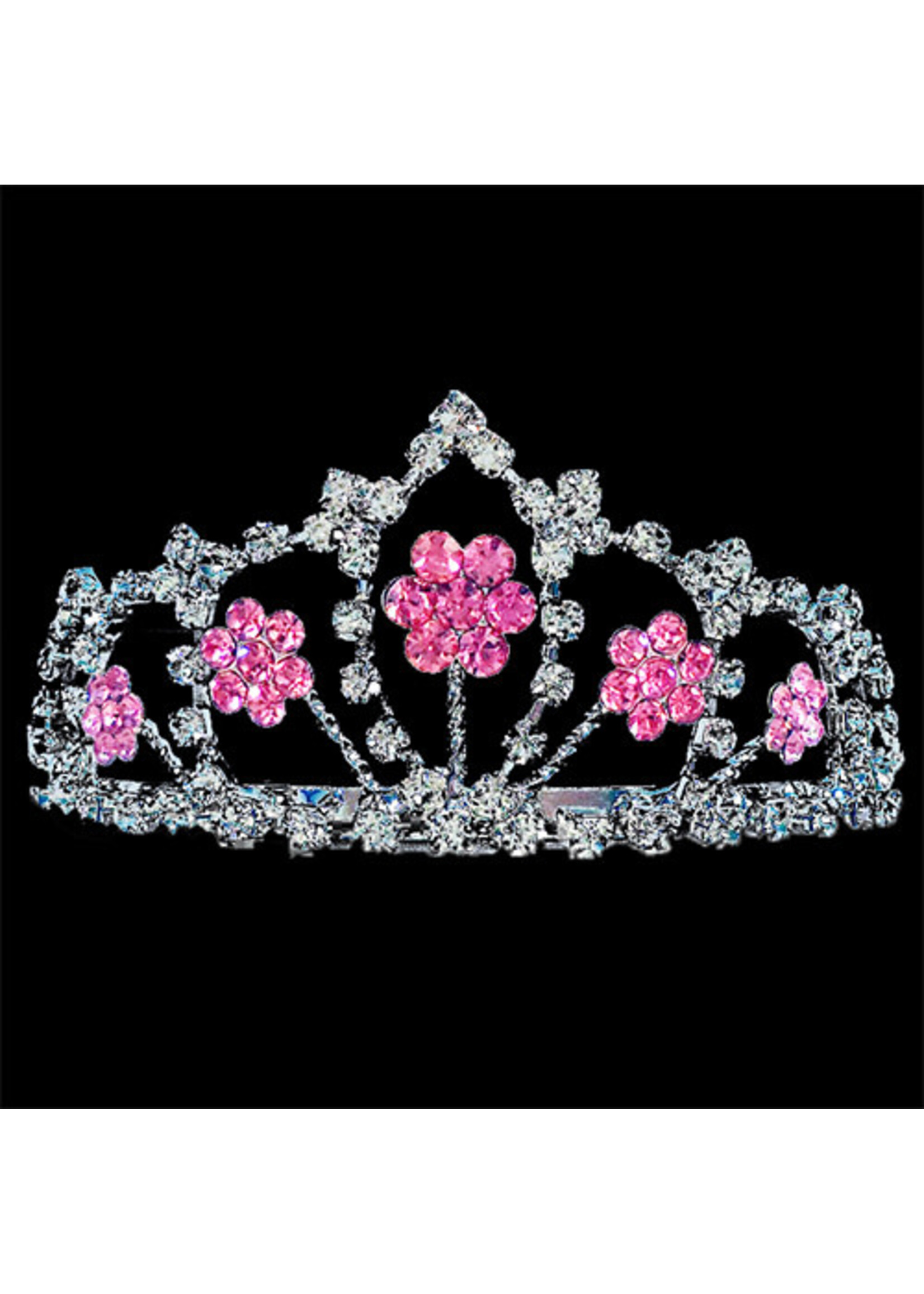 Dasha Dasha 5122 Stone Flower Tiara Fuchsia