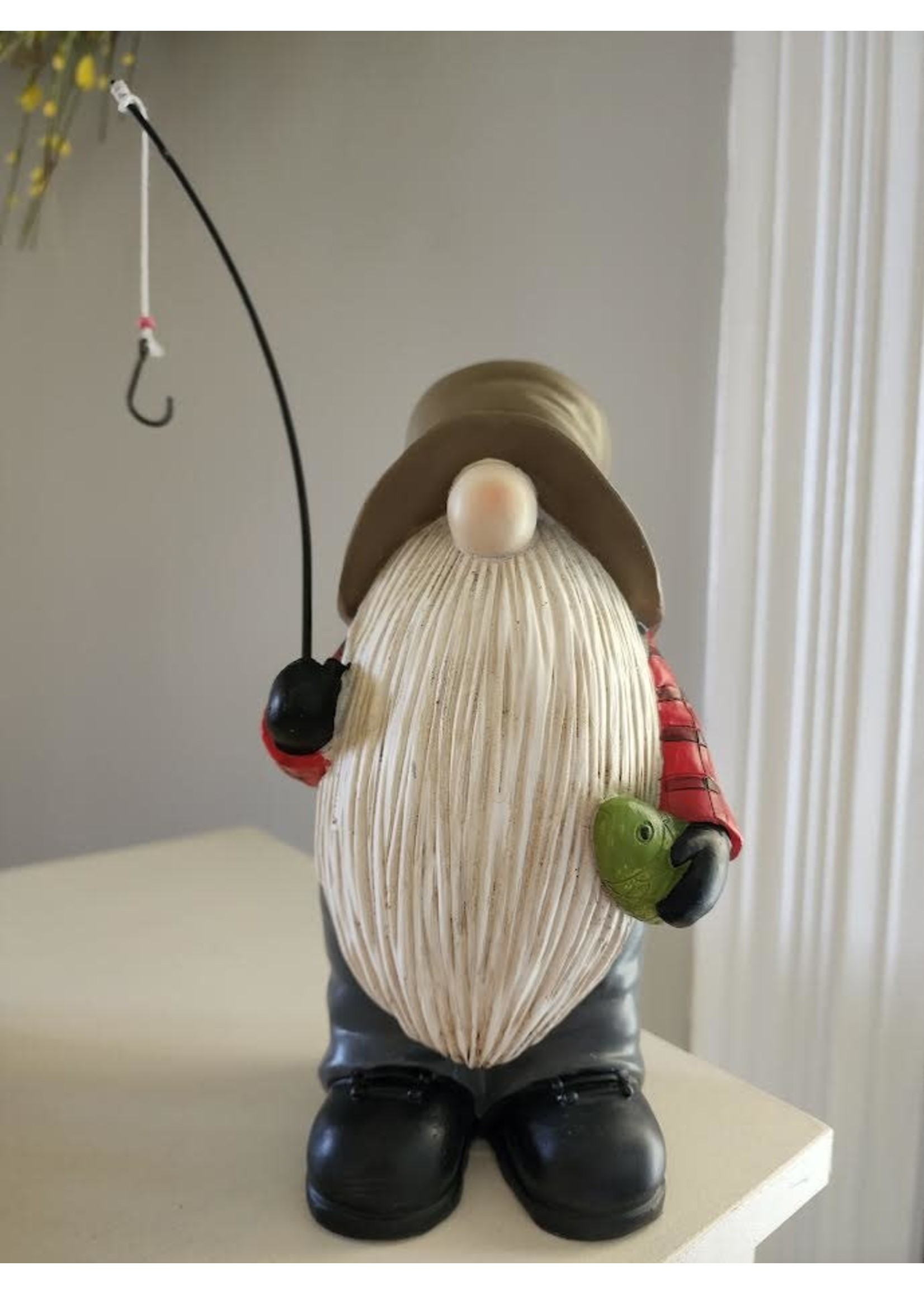 Evergreen Fishing Gnome Garden Statuary 8 in.