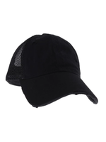 C.C. Beanie Solid Cotton CC High Pony Ball Cap with Side Net Panels
