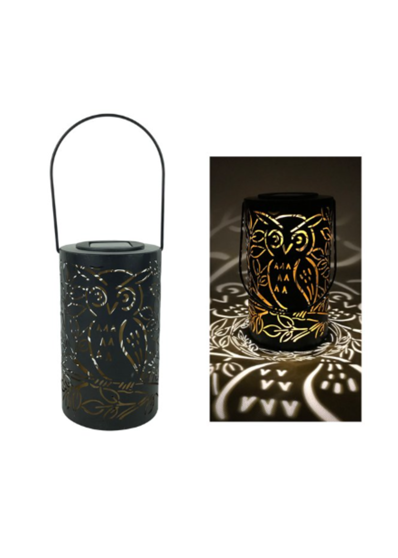 Evergreen Solar Oil Rubbed Bronze Cut Out Lantern, Owl