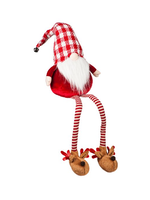 Evergreen Fabric Gnome with Dangling Legs and Reindeer Slippers