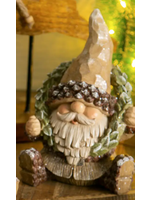 Evergreen Resin Woodland Gnome Tabletop Decor With Wreath