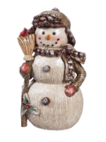 Evergreen Resin Woodland Snowman with broom Tabletop Décor