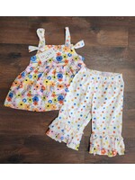 Pete & Lucy Pete & Lucy Rainbow Flowers Capri Set 6/12 month