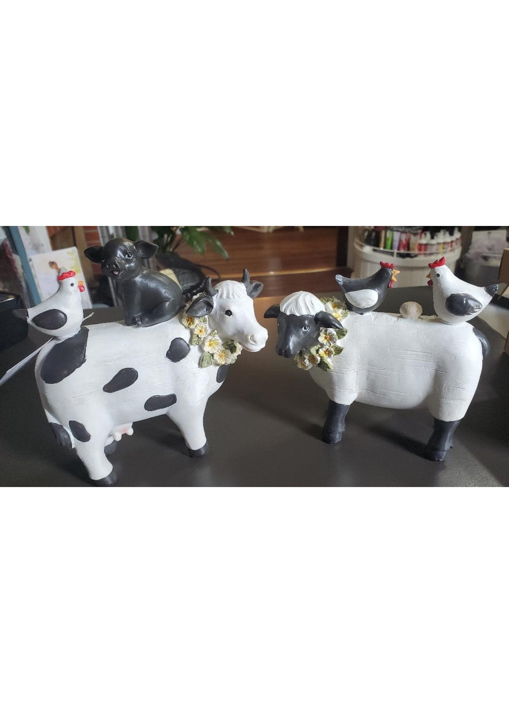 Evergreen Resin Farm Animal Table Decor Cow/Sheep