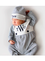 SKC Blanks Navy Mini Stripe Bib Front Footie And Hat