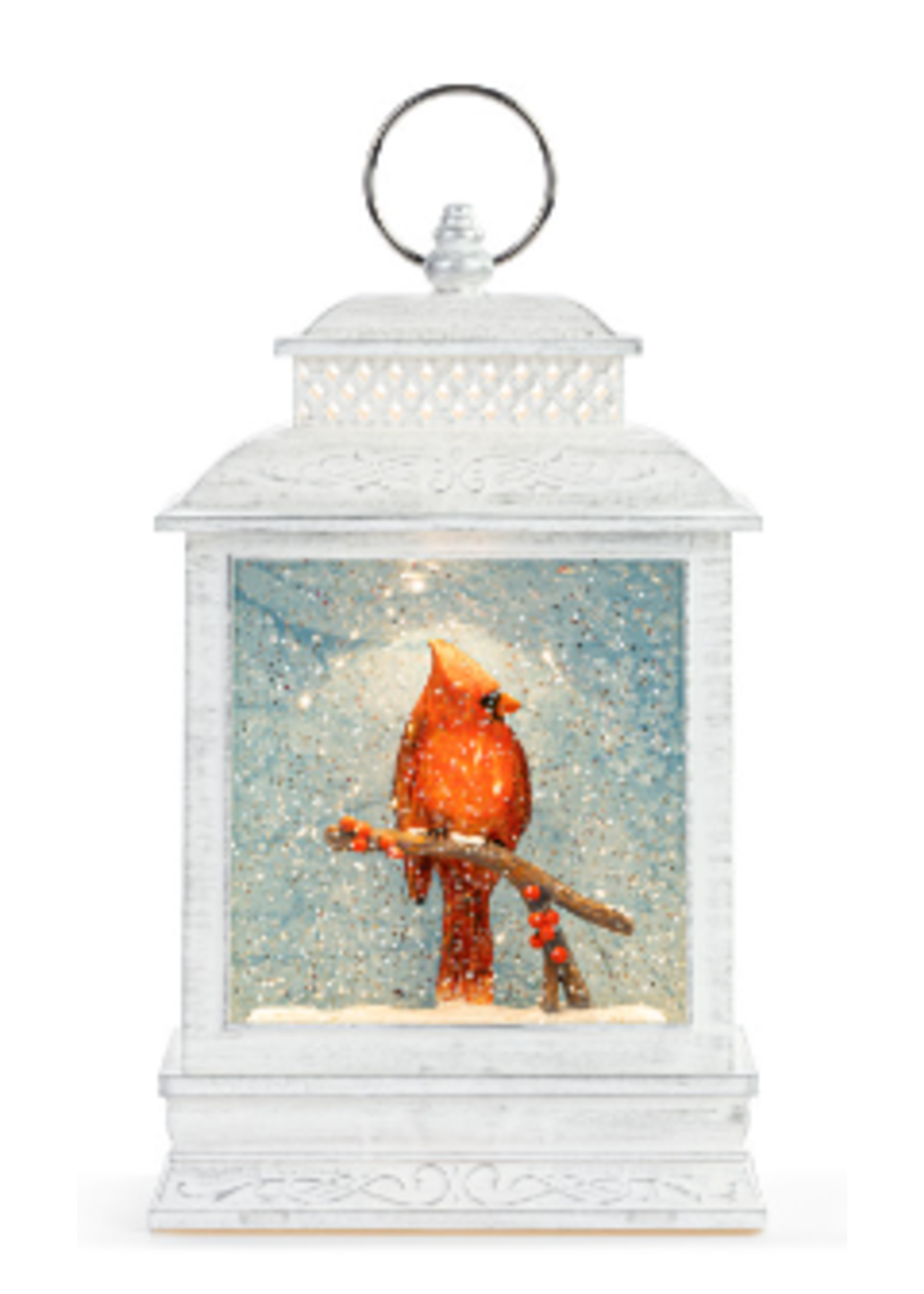 Demdaco Lit Cardinal and Holly Lantern