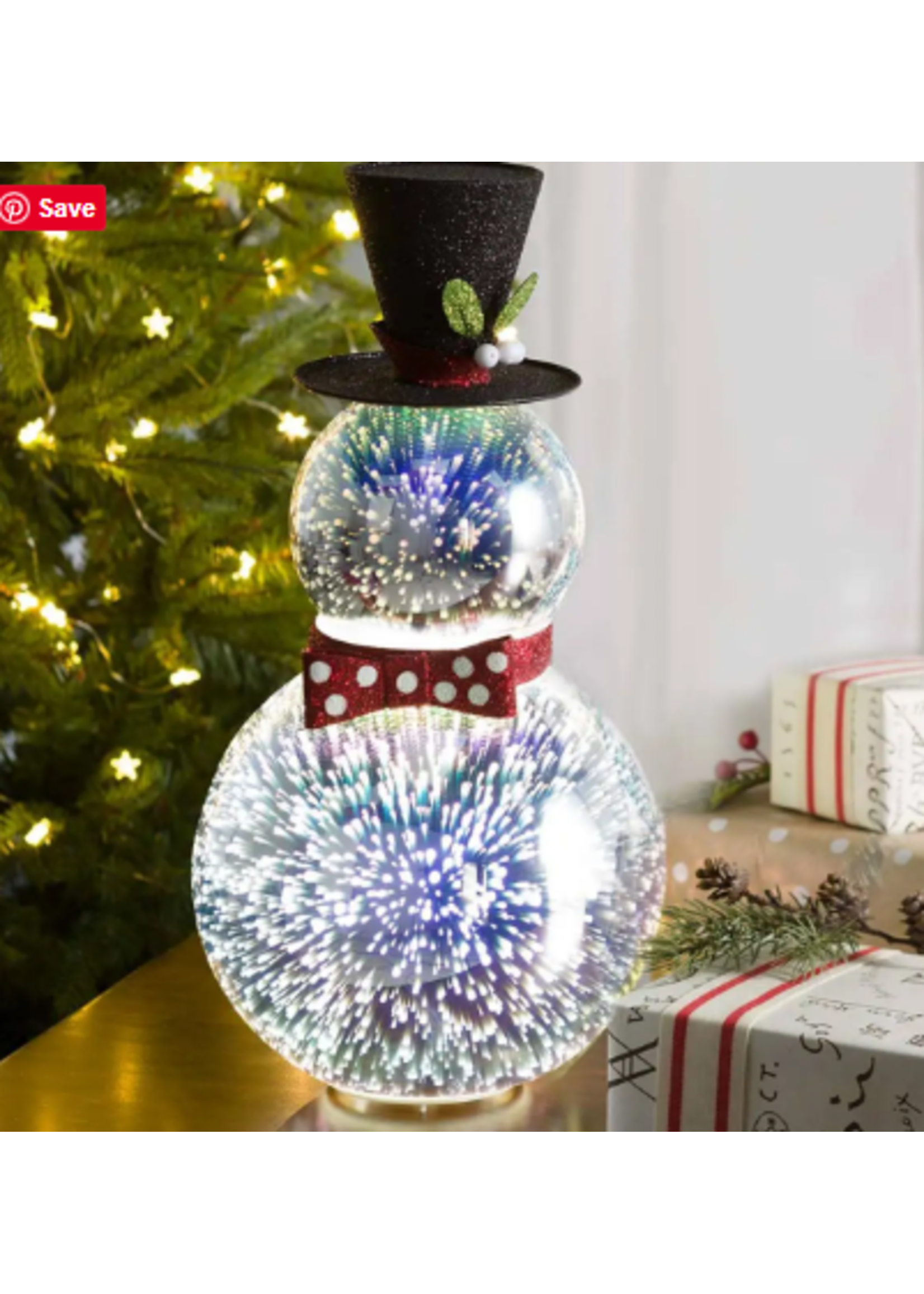 Evergreen 3D Lighted Glass Snowman
