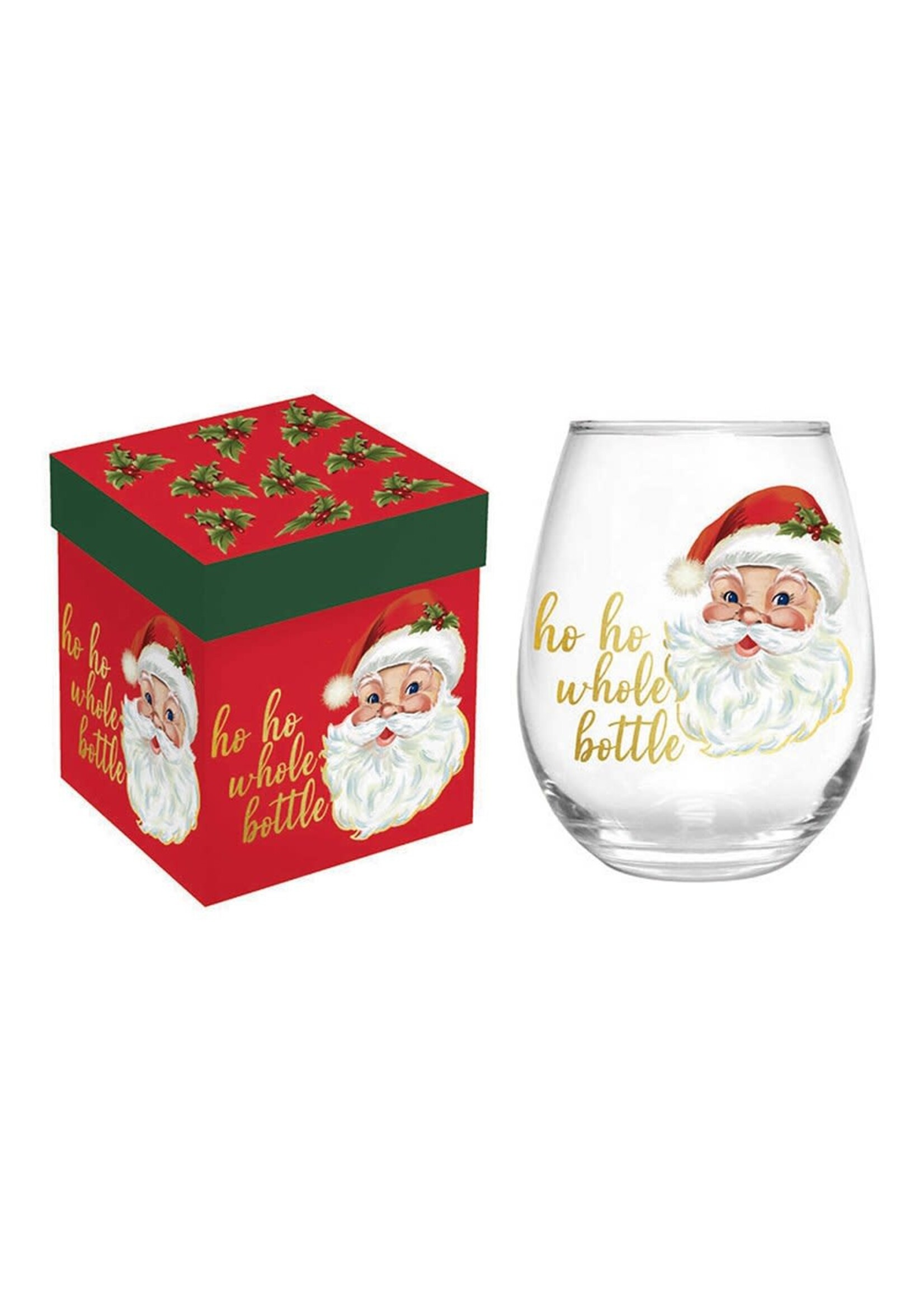 Evergreen Ho Ho Whole Bottle Stemless Wine Glass 17oz
