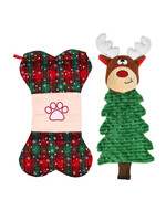 Evergreen GLOW IN THE DARK CHRISTMAS STOCKING WITH REINDEER DOG TOY SET