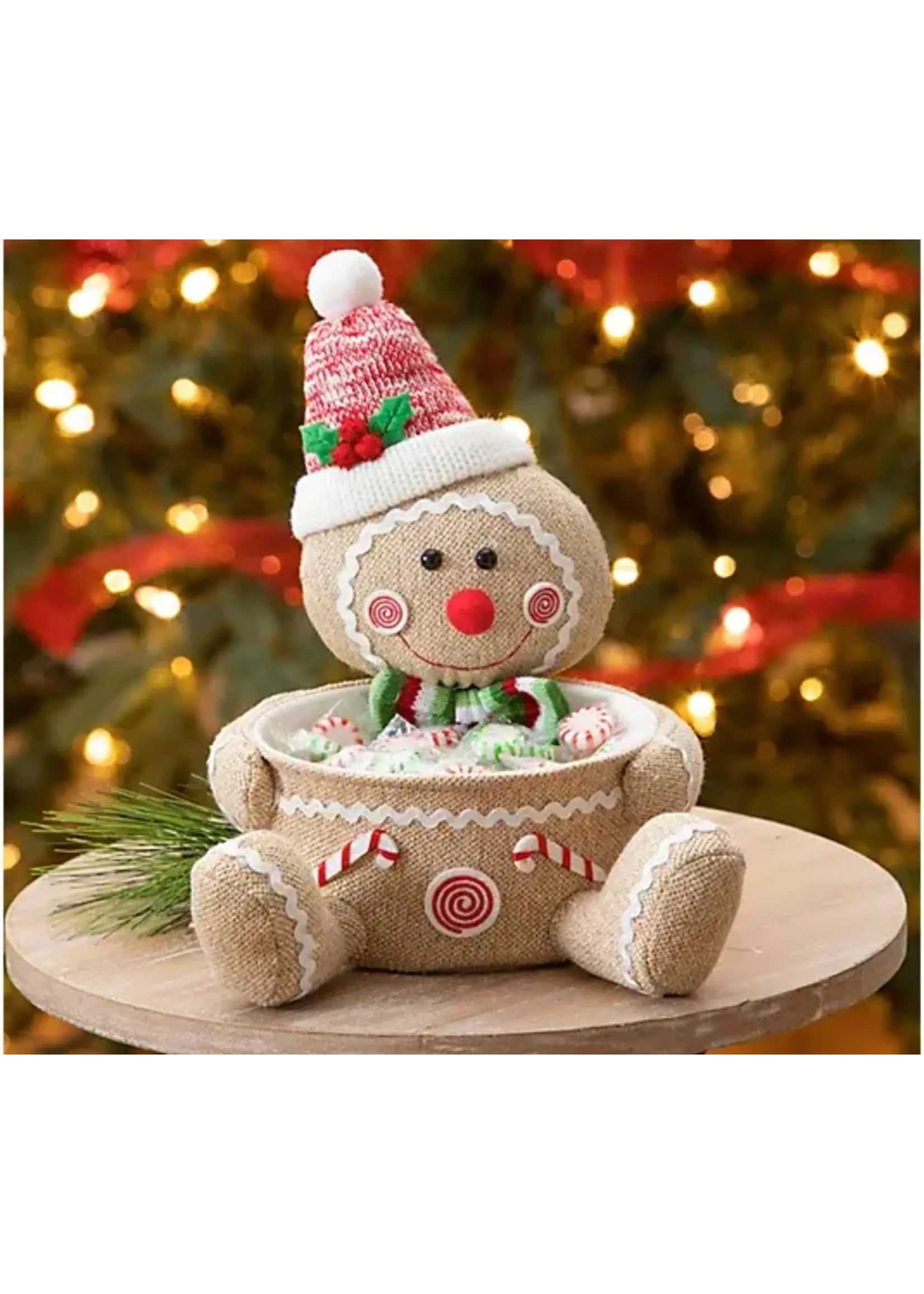 Evergreen 11" Fabric Gingerbread Man Bowl