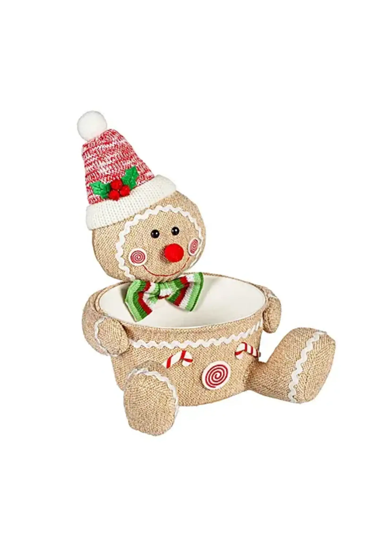 Evergreen 11" Fabric Gingerbread Man Bowl