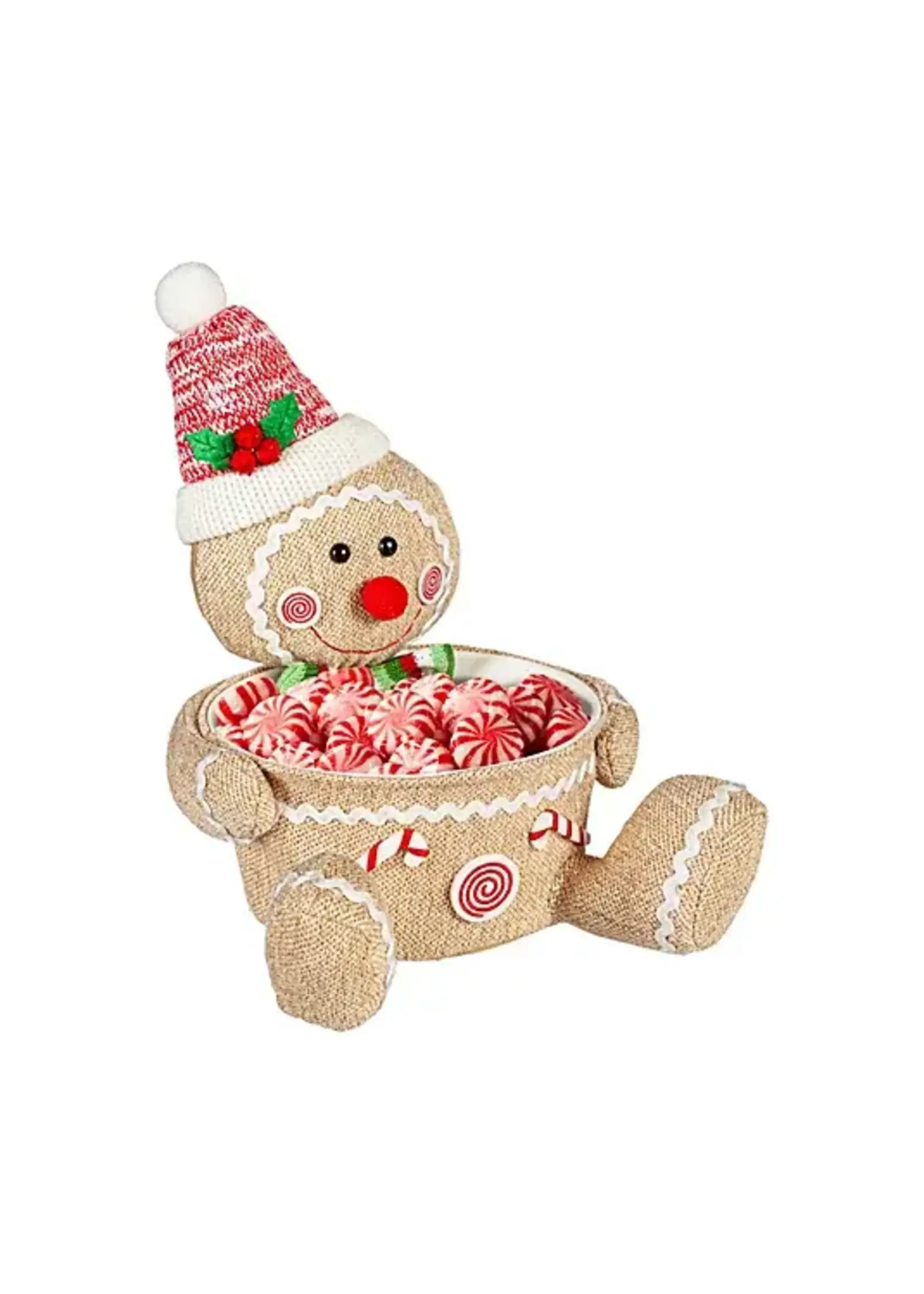 Evergreen 11" Fabric Gingerbread Man Bowl