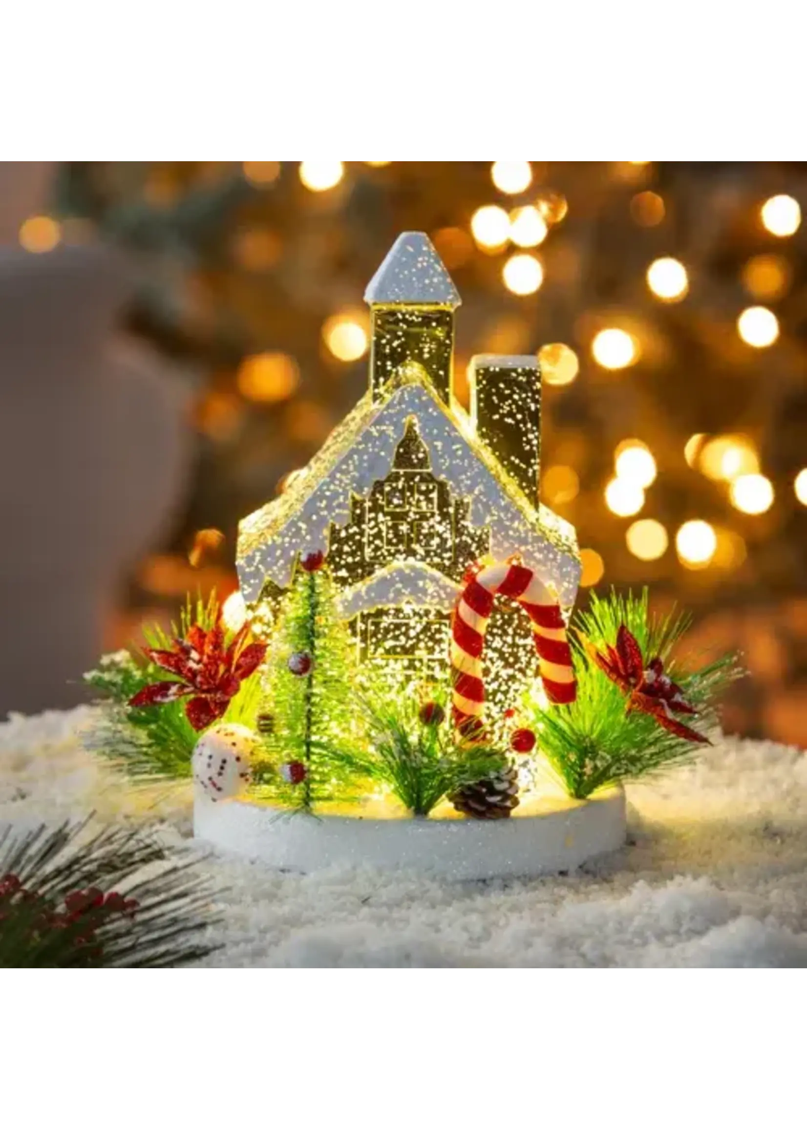 Evergreen 11" LED House With Artificial Table Décor